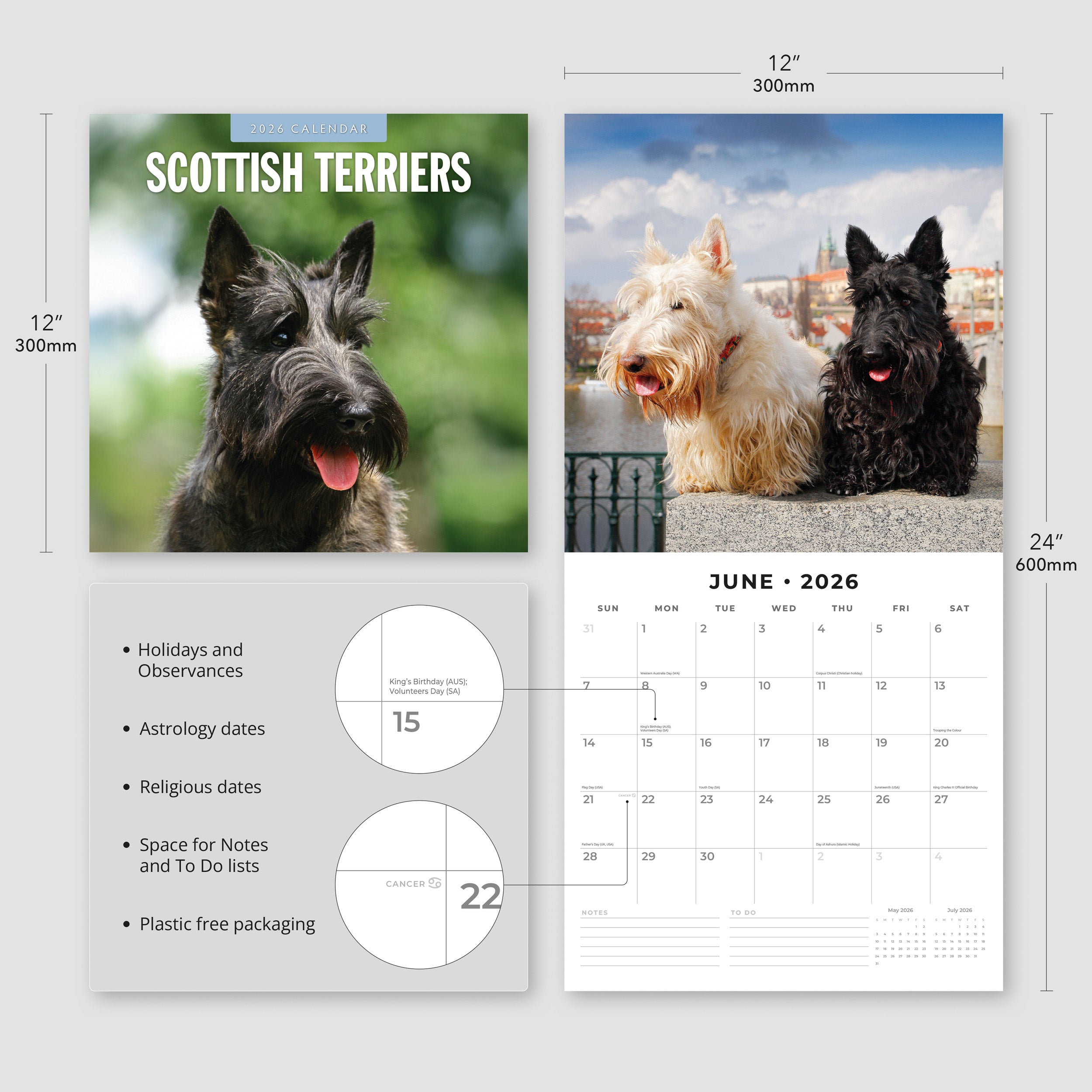 2026 Scottish Terriers - Square Wall Calendar