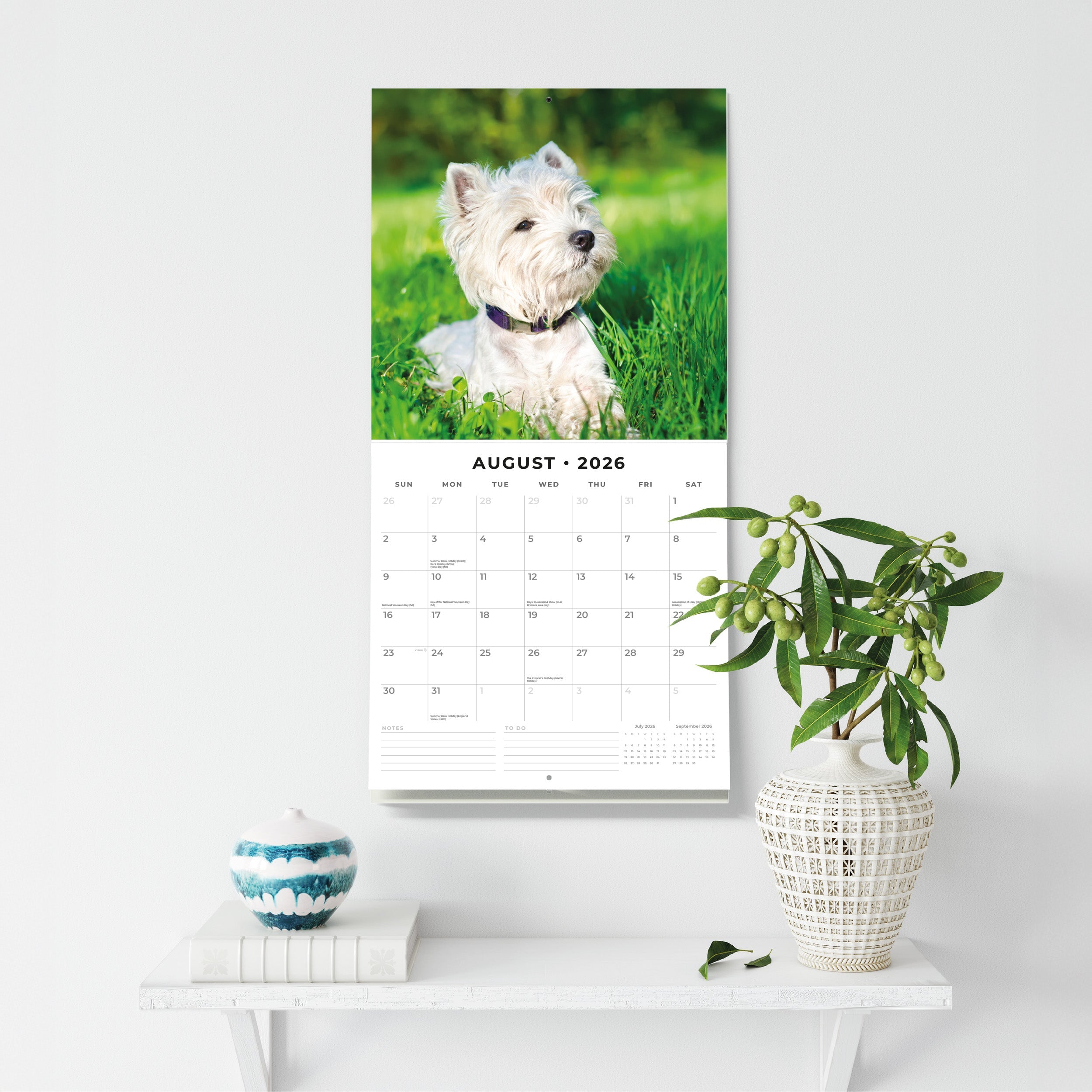 2026 West Highland White Terriers - Square Wall Calendar