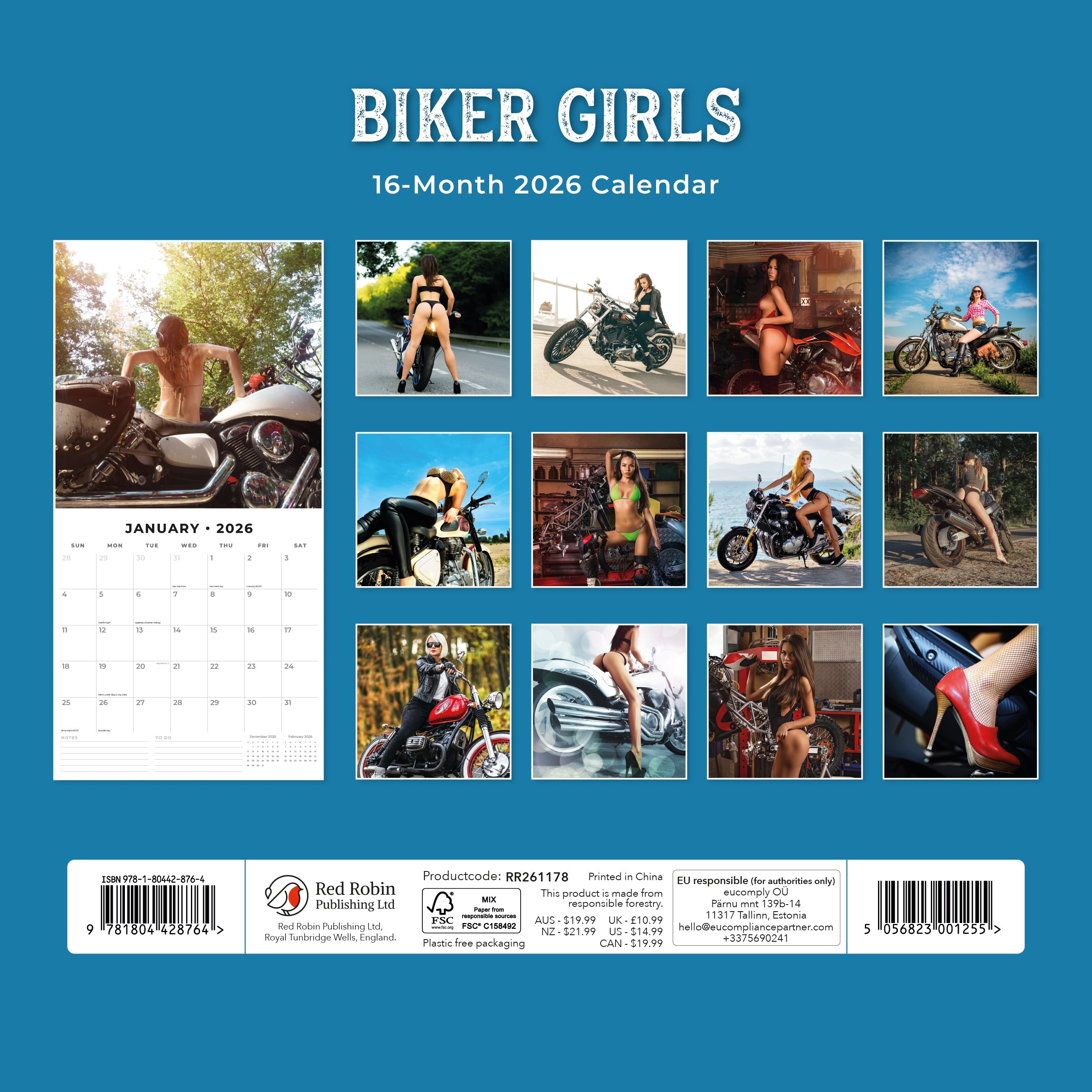 2026 Biker Girls - Square Wall Calendar
