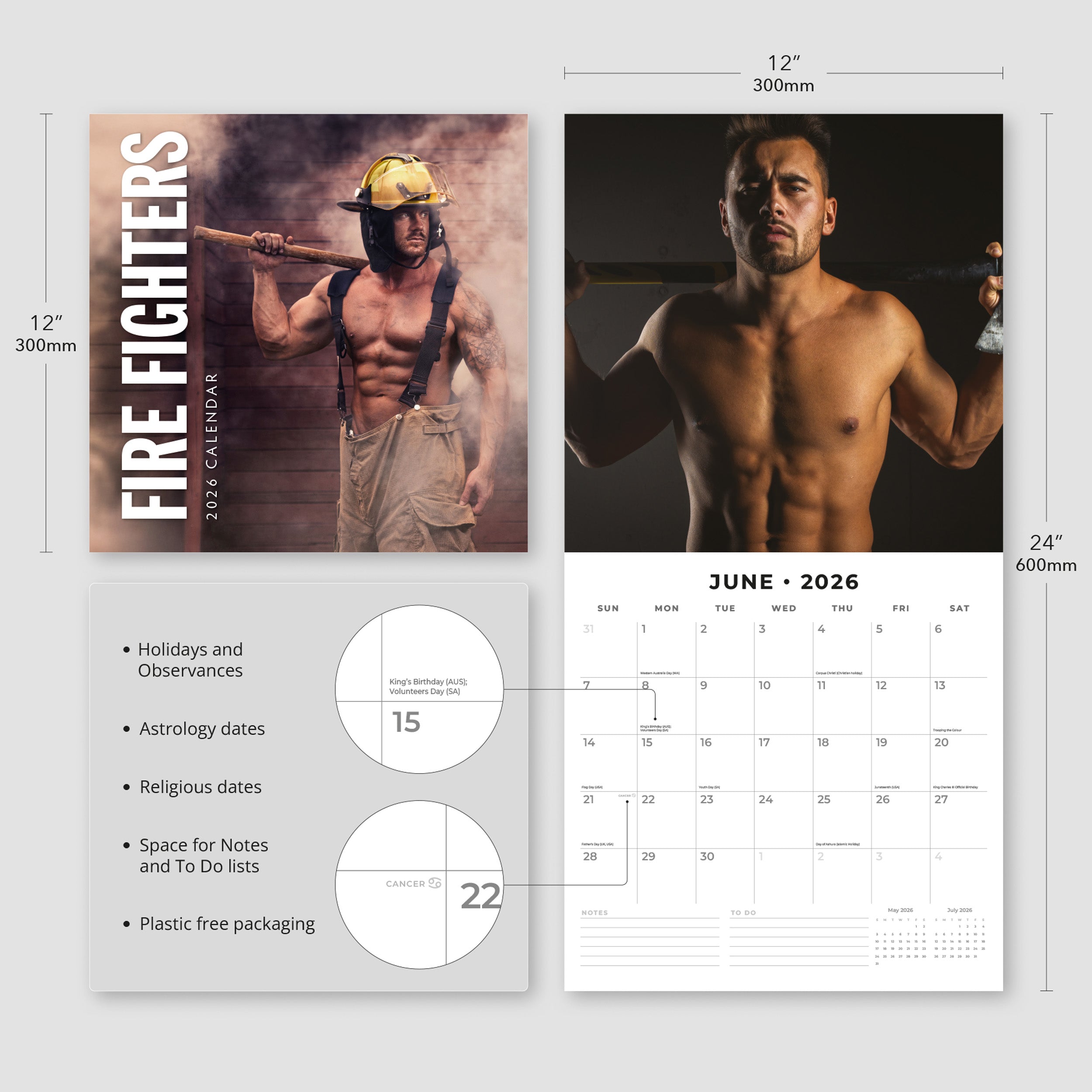 2026 Fire Fighters - Square Wall Calendar