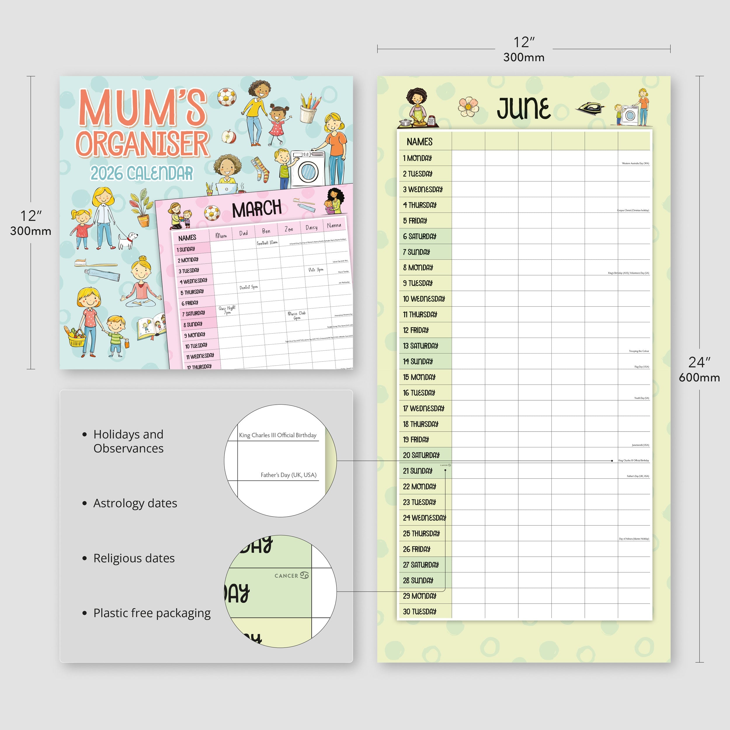 2026 Mum's Organiser - Square Wall Calendar