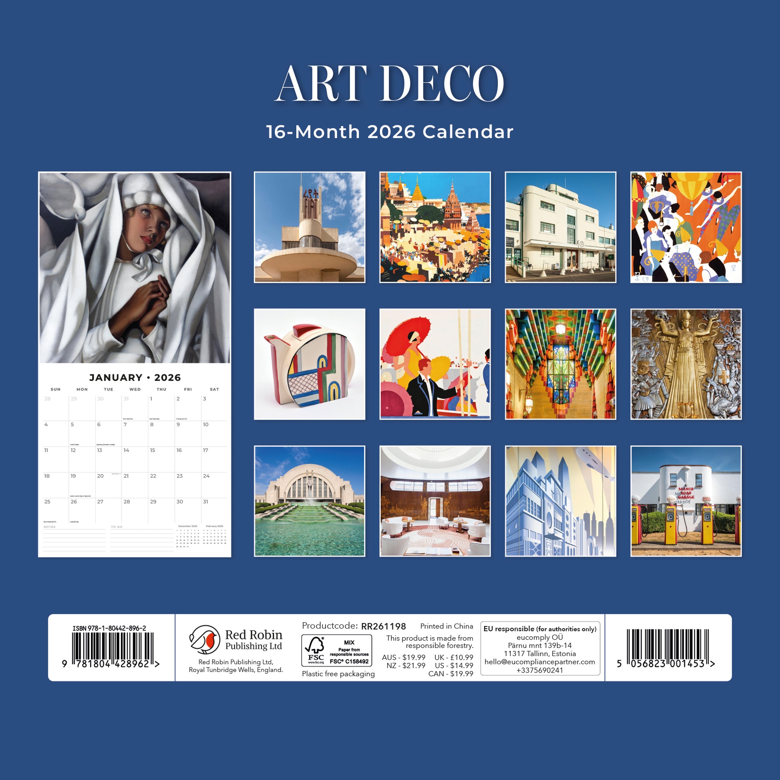 2026 Art Deco - Square Wall Calendar
