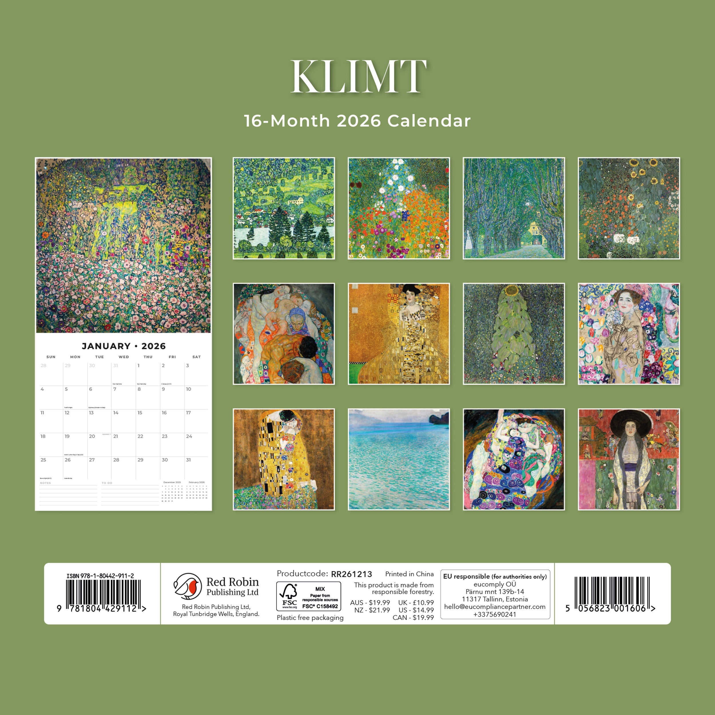 2026 Klimt - Square Wall Calendar
