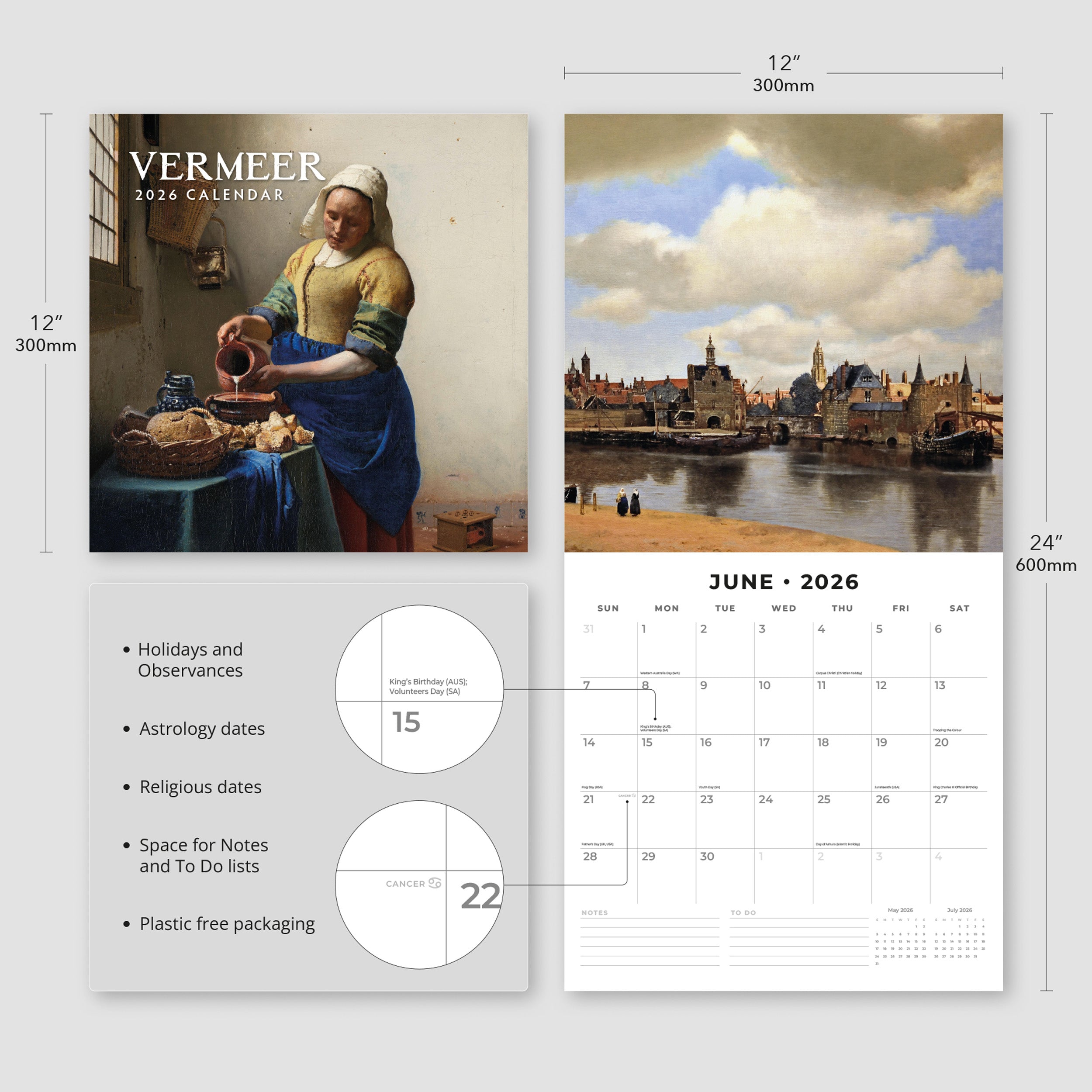 2026 Vermeer - Square Wall Calendar