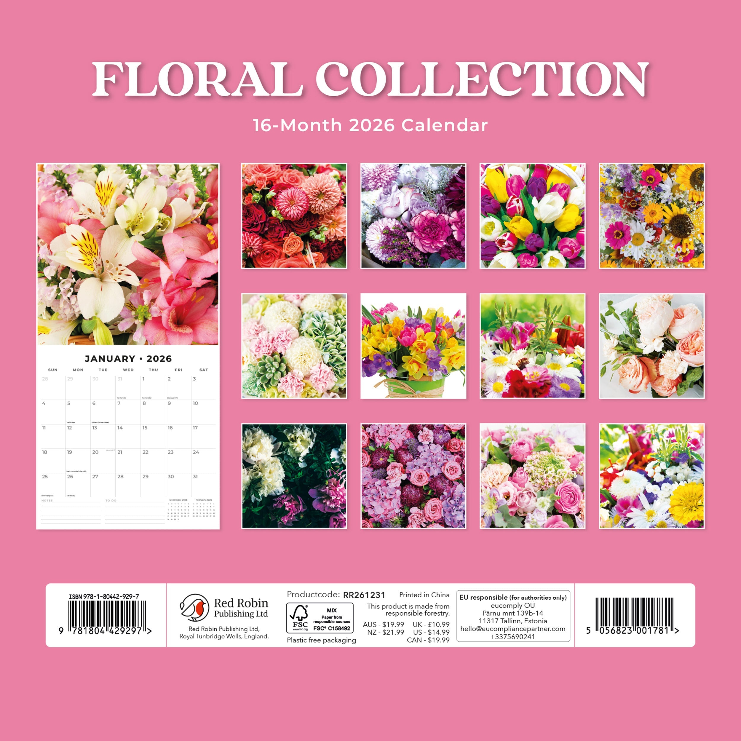 2026 Floral Collection - Square Wall Calendar
