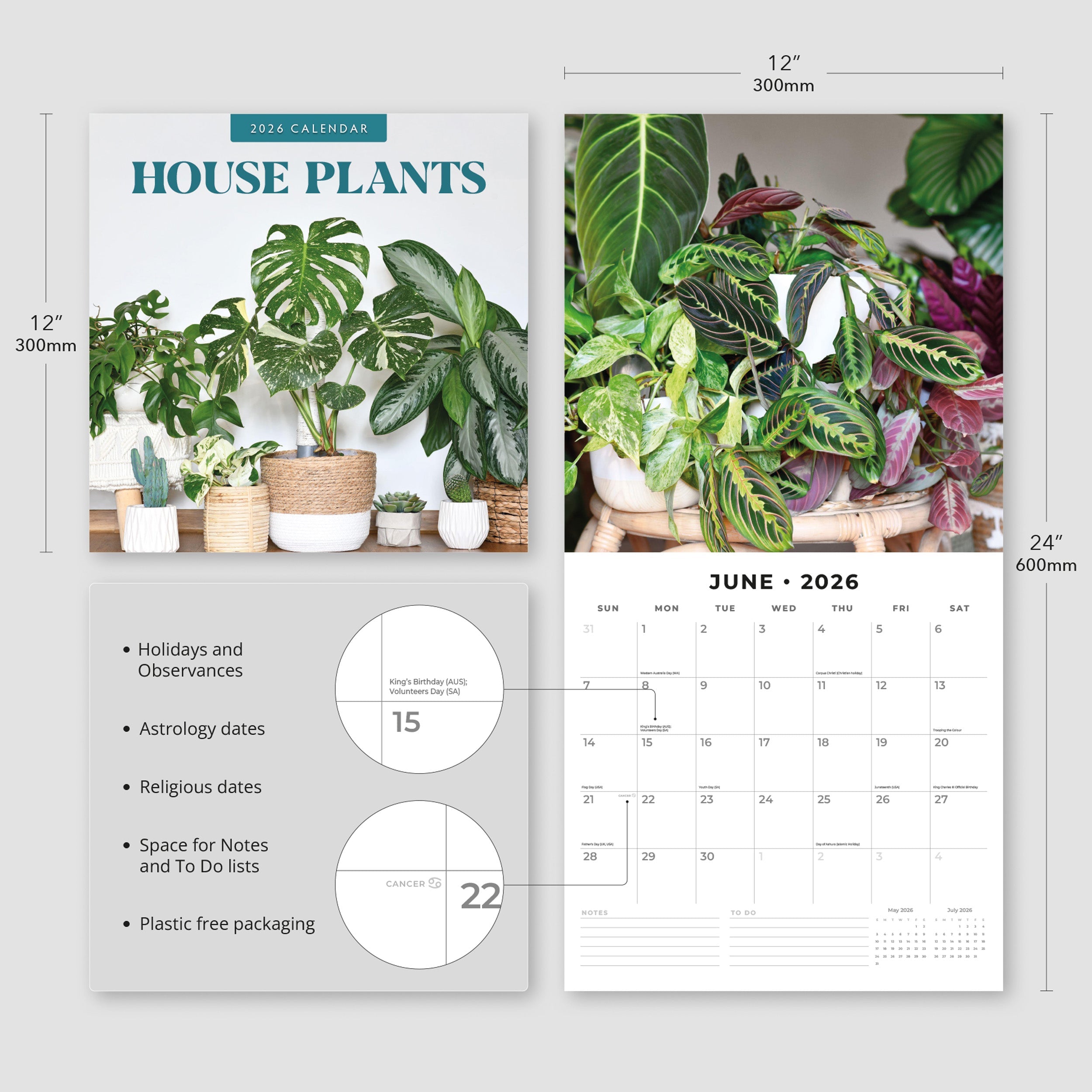 2026 House Plants - Square Wall Calendar