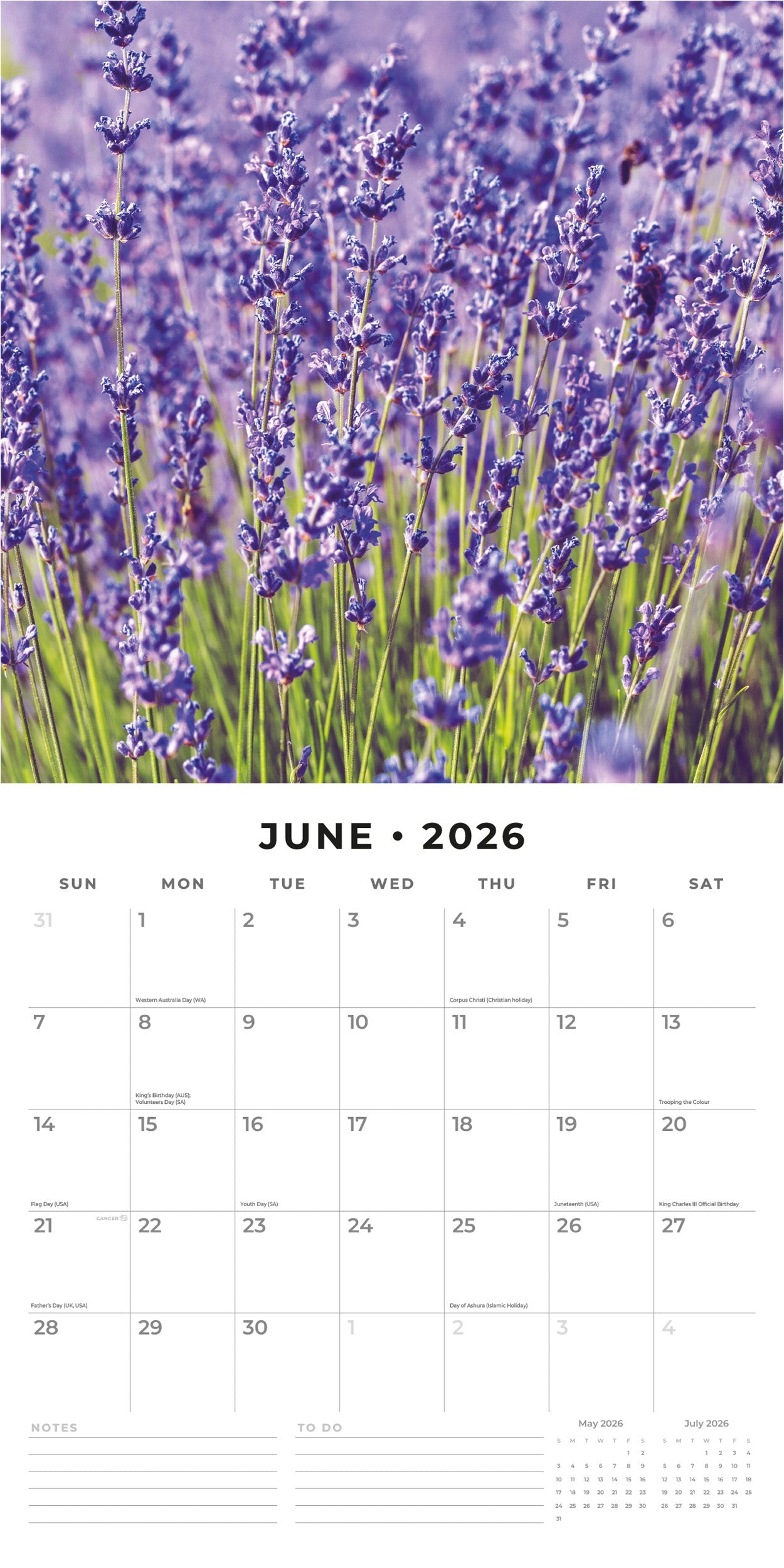 2026 Lavender - Square Wall Calendar