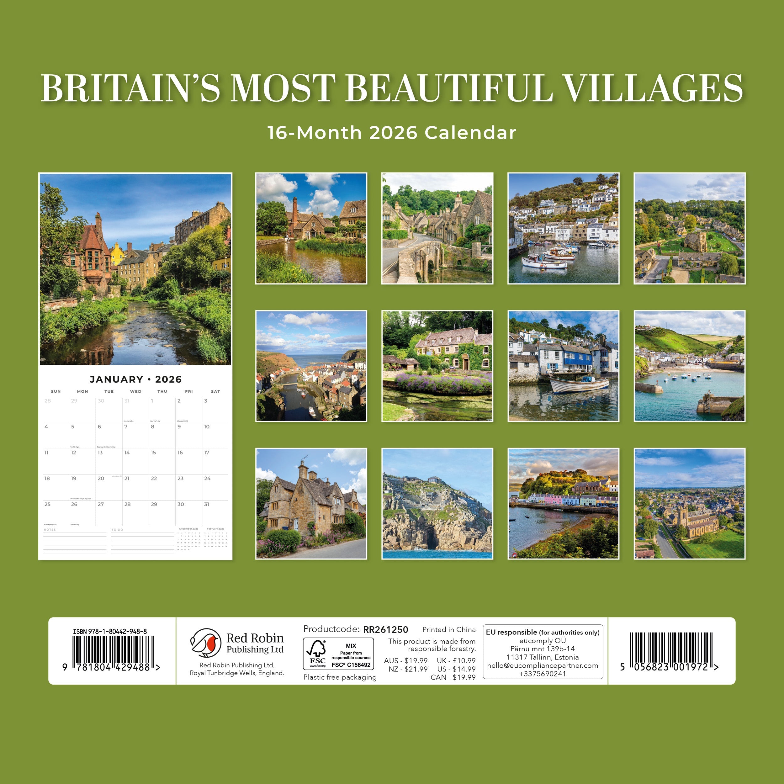 2026 Britain's Most Beautiful Villages - Square Wall Calendar
