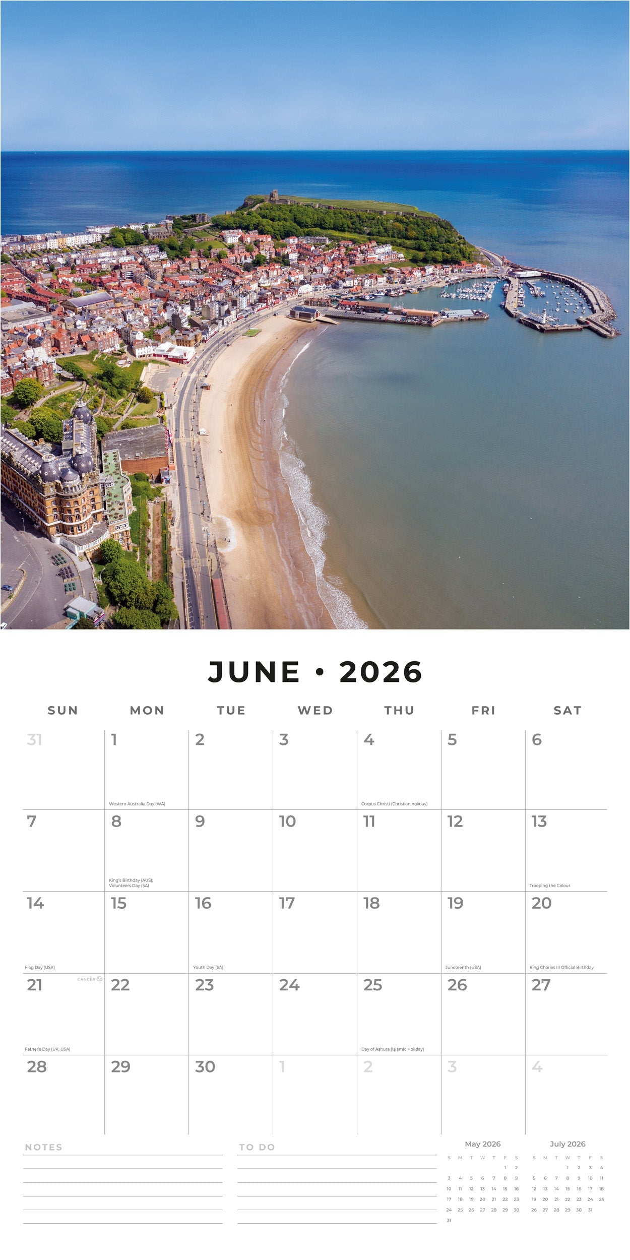 2026 Coastlines of Britain - Square Wall Calendar
