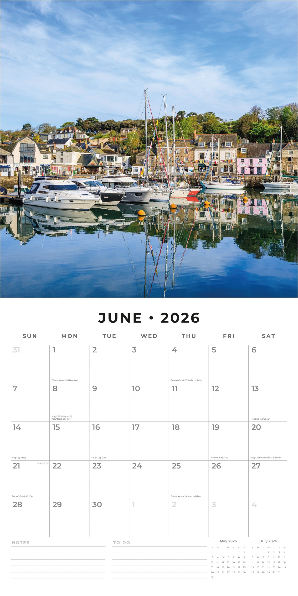 2026 Seaside Towns - Square Wall Calendar