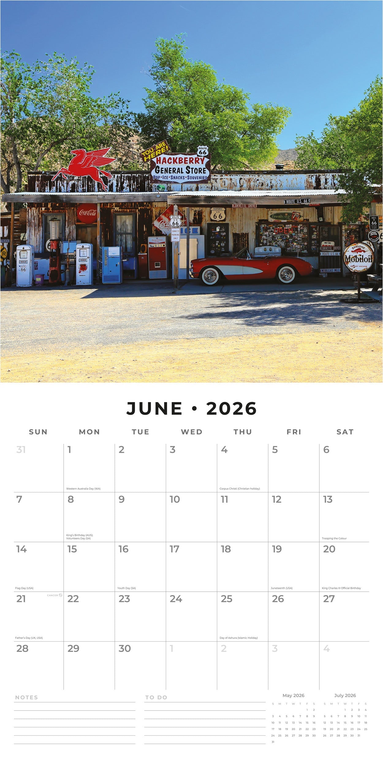 2026 Route 66 - Square Wall Calendar