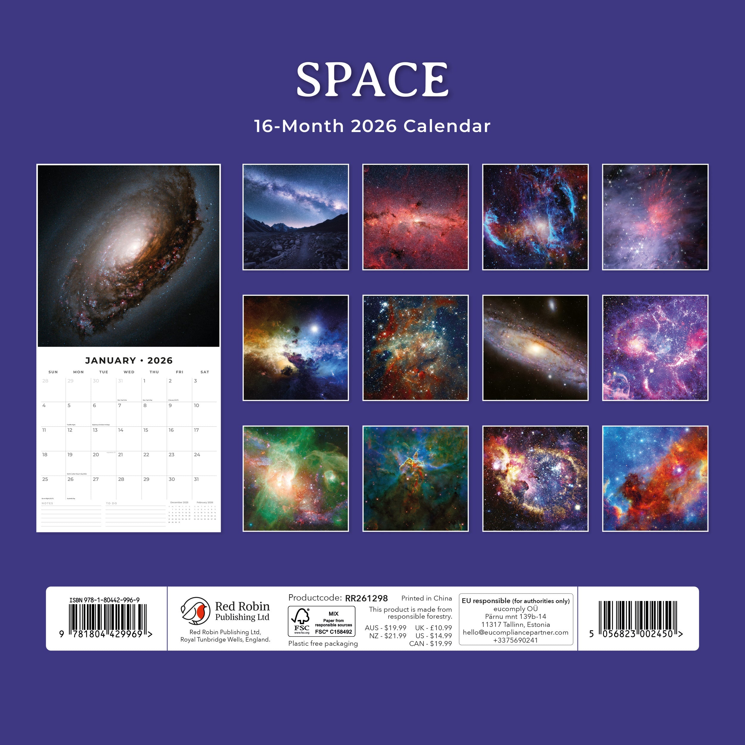 2026 Space - Square Wall Calendar
