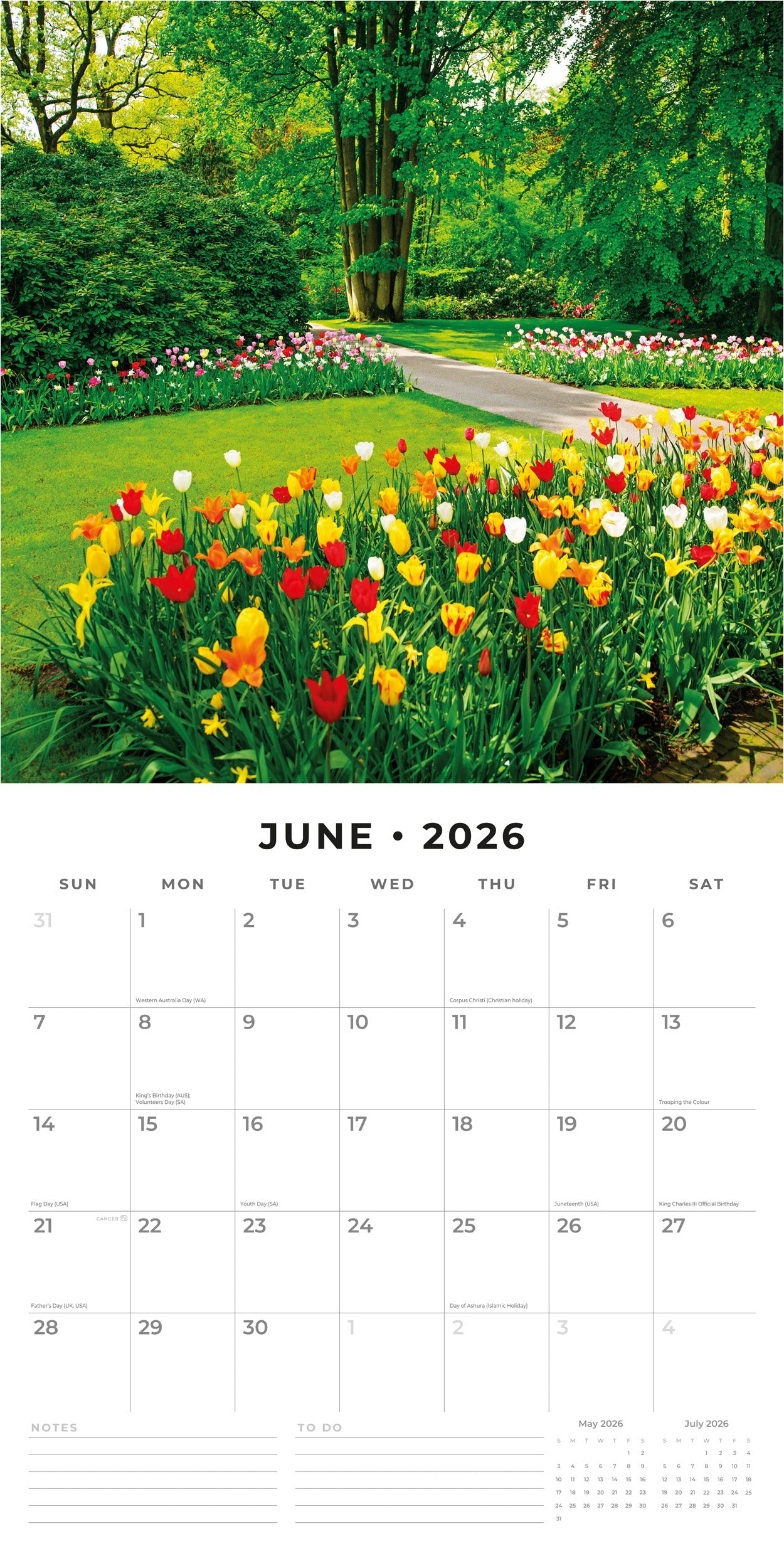 2026 Tranquil Gardens - Square Wall Calendar