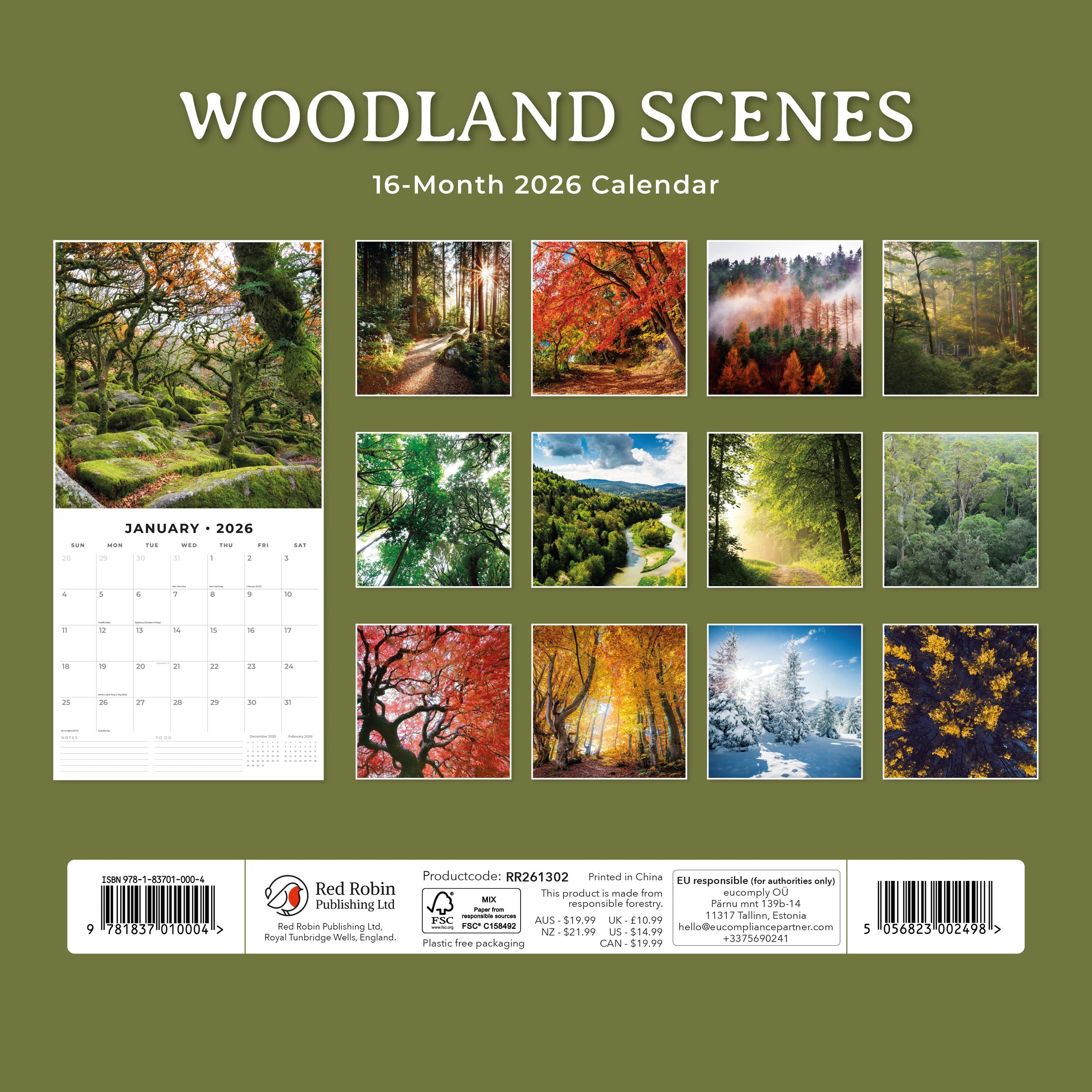 2026 Woodland Scenes - Square Wall Calendar