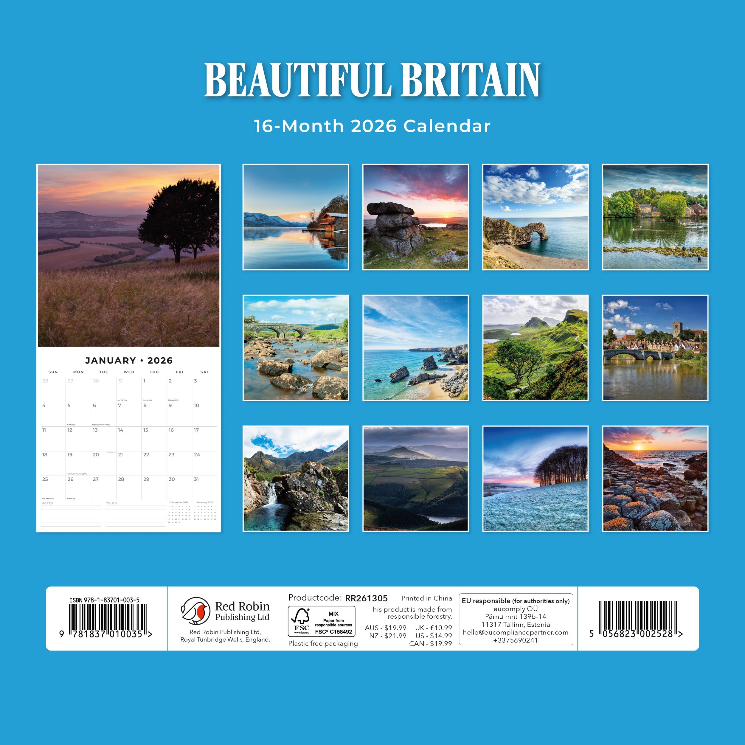 2026 Beautiful Britain - Square Wall Calendar