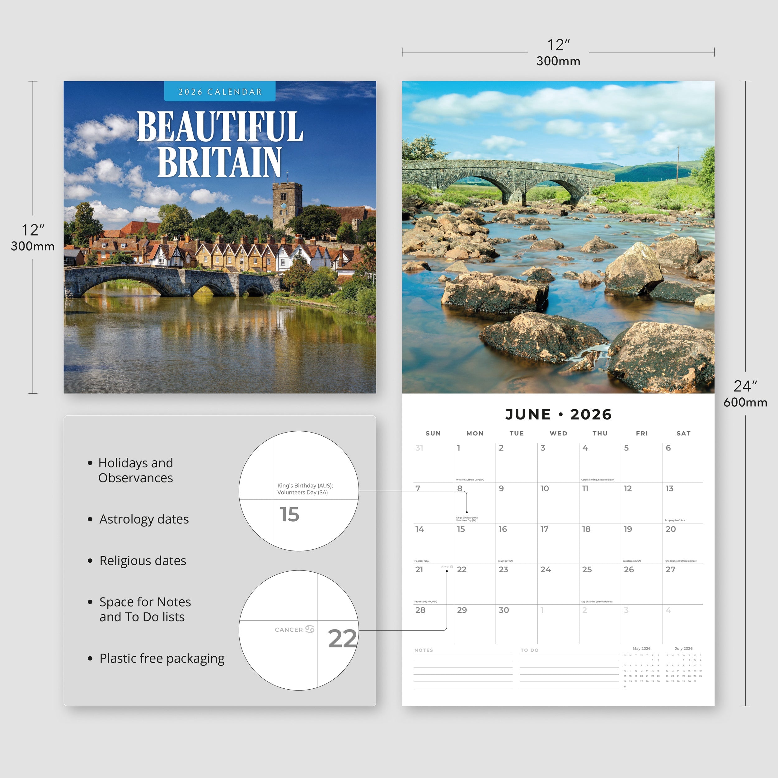 2026 Beautiful Britain - Square Wall Calendar