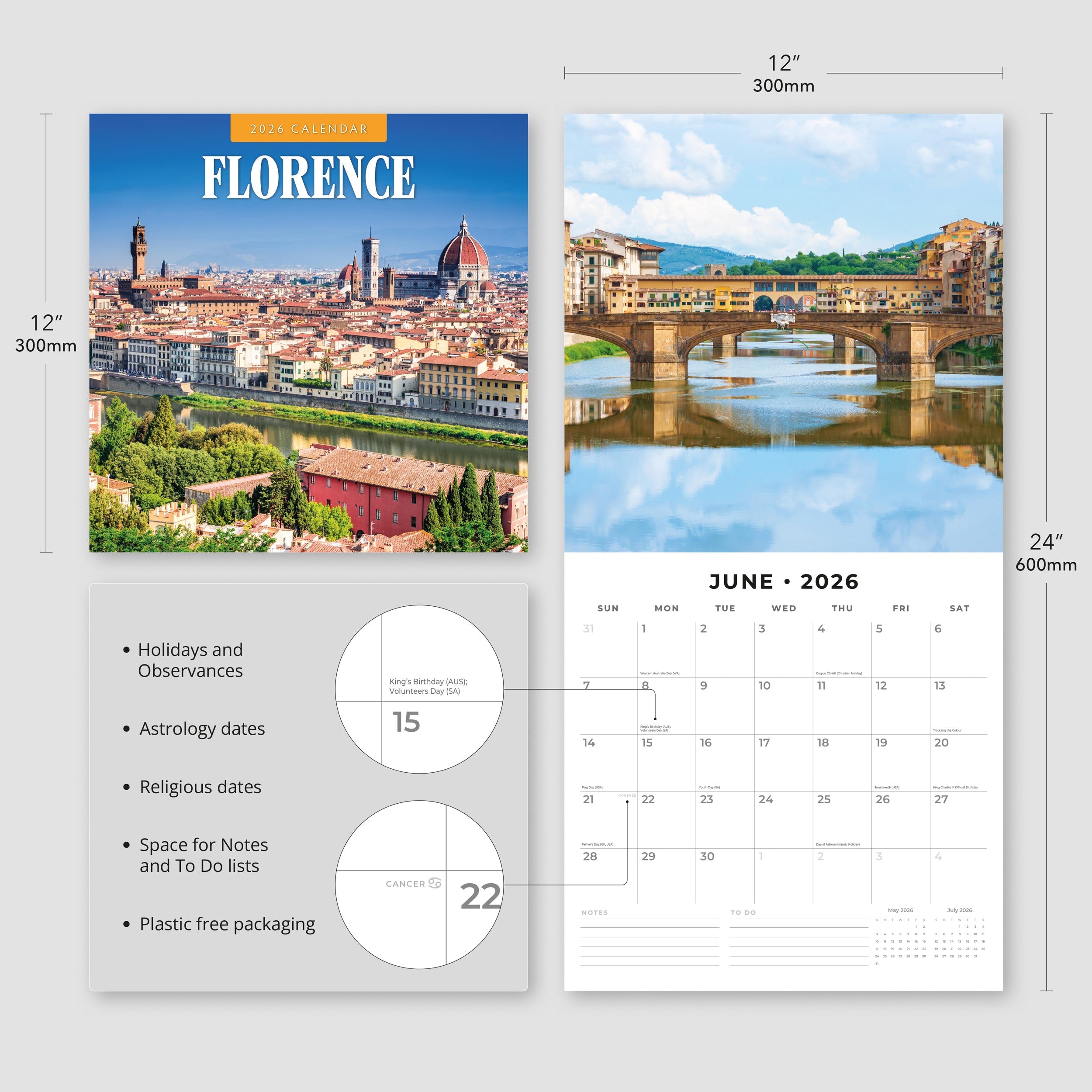 2026 Florence - Square Wall Calendar