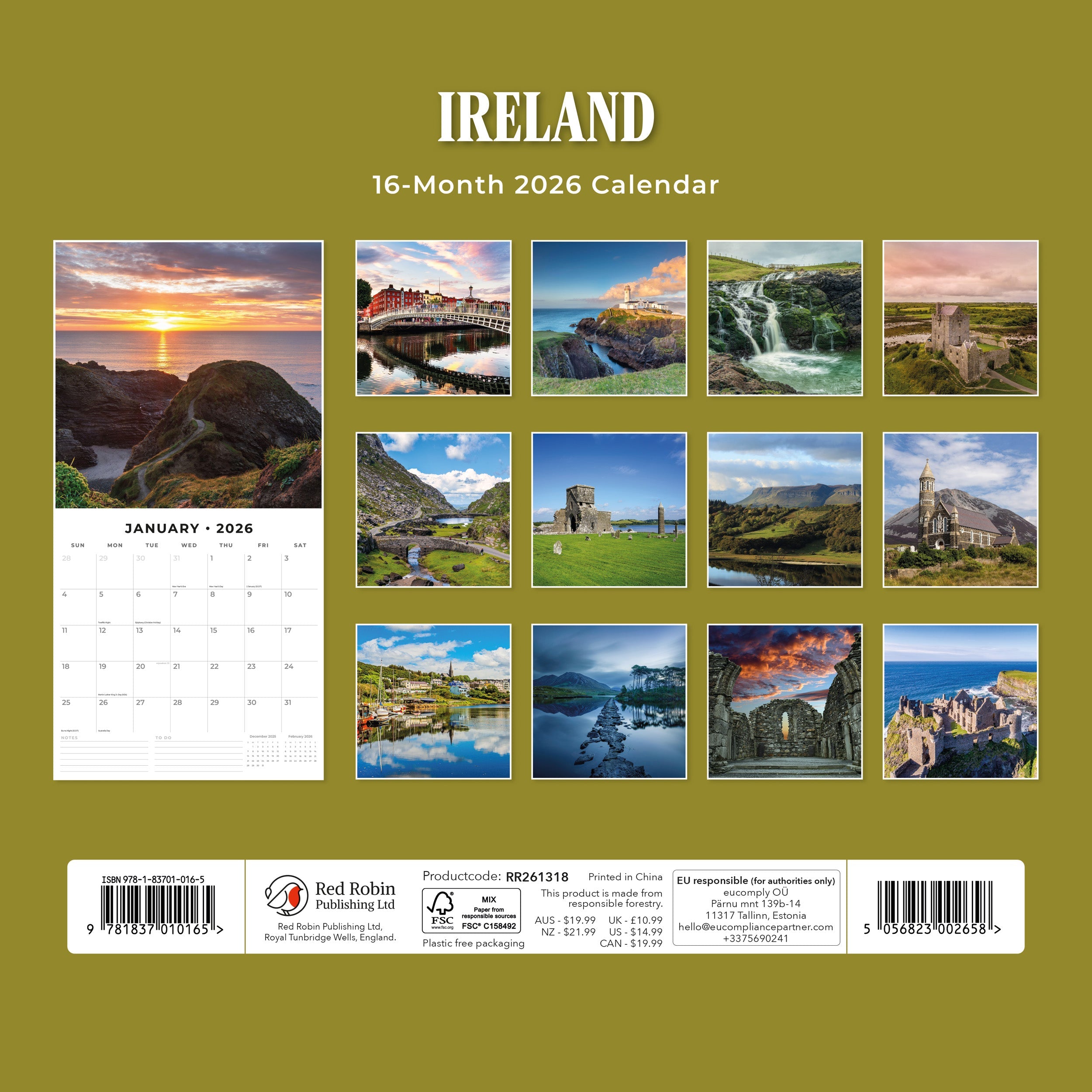 2026 Ireland - Square Wall Calendar