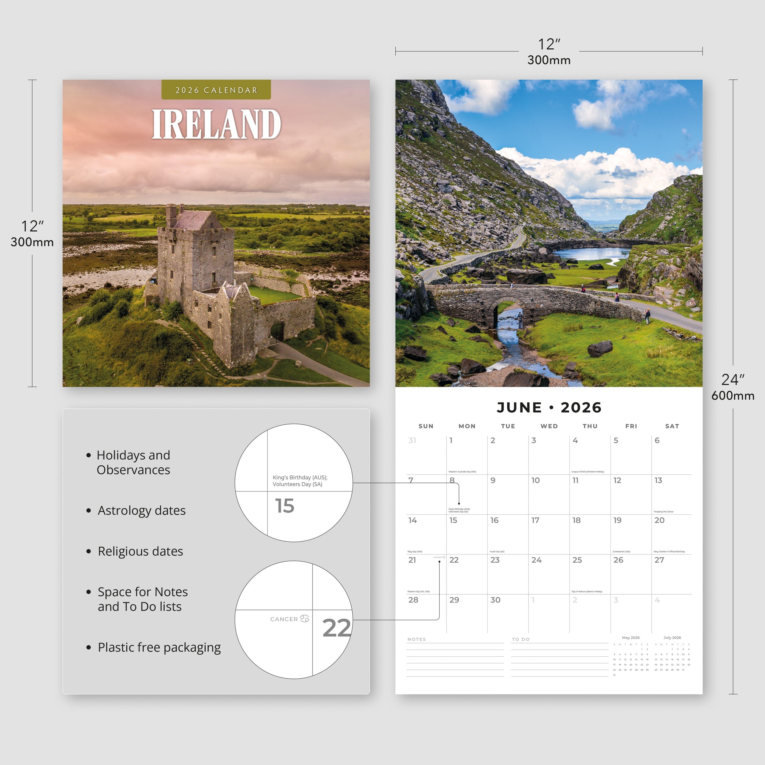 2026 Ireland - Square Wall Calendar