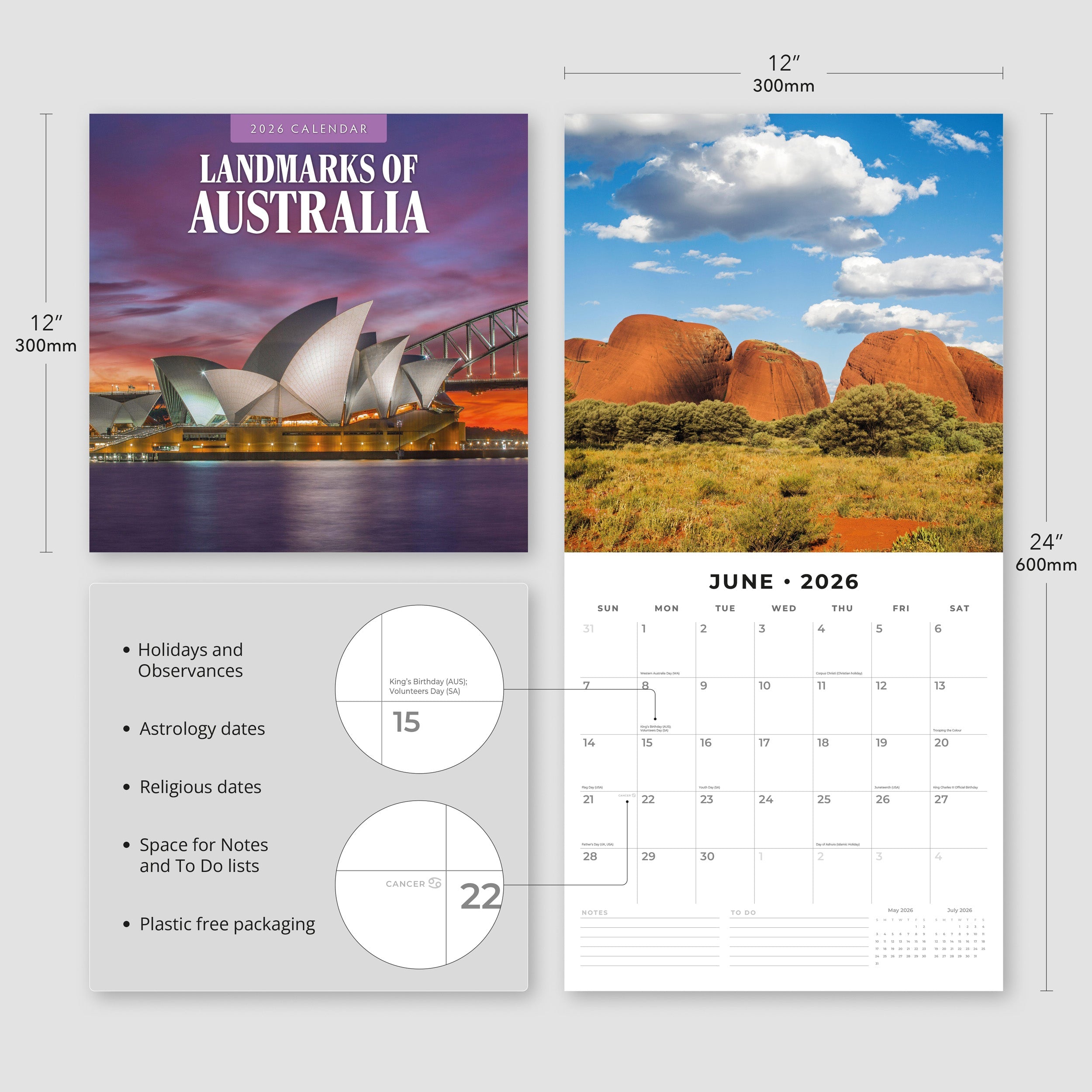 2026 Landmarks of Australia - Square Wall Calendar