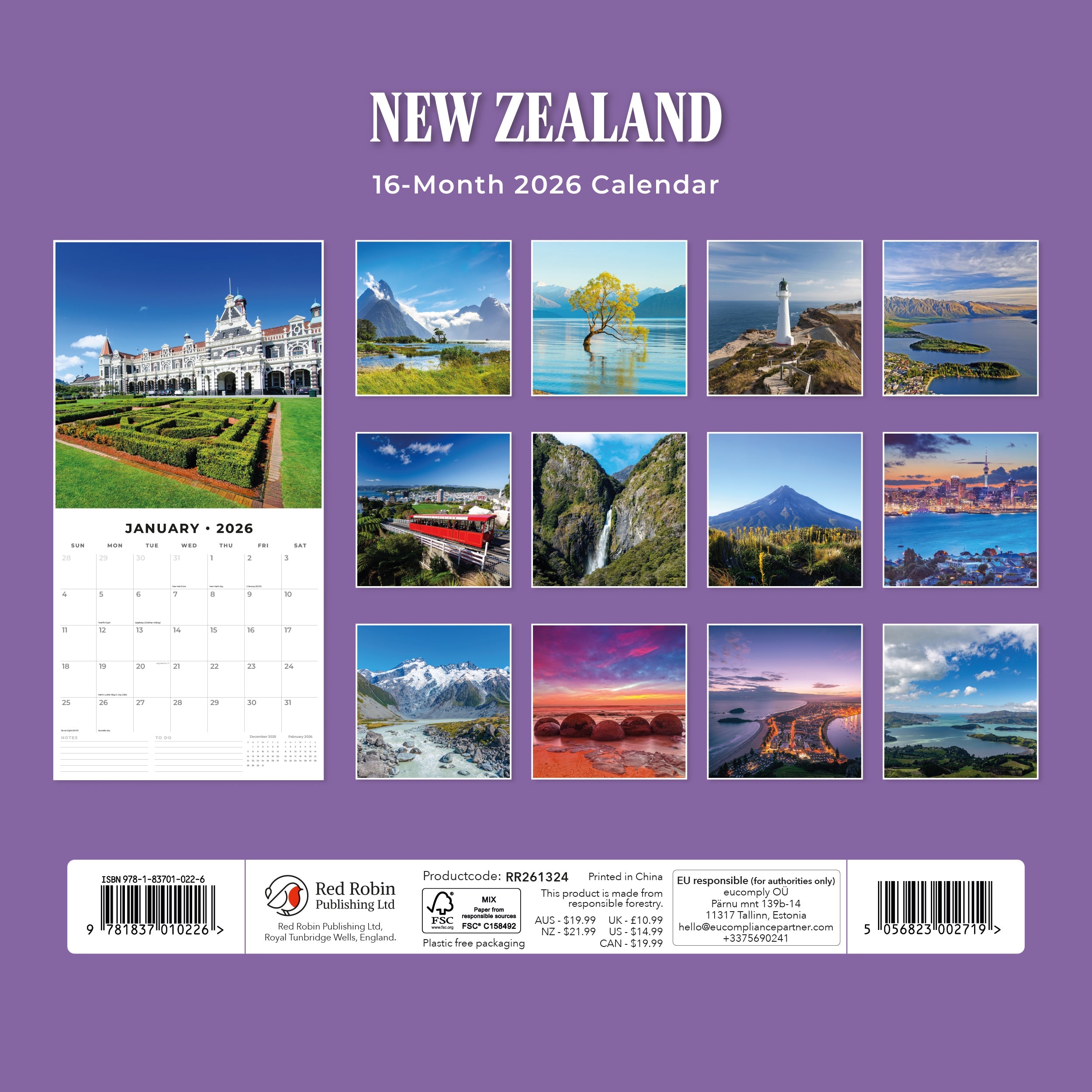 2026 New Zealand - Square Wall Calendar