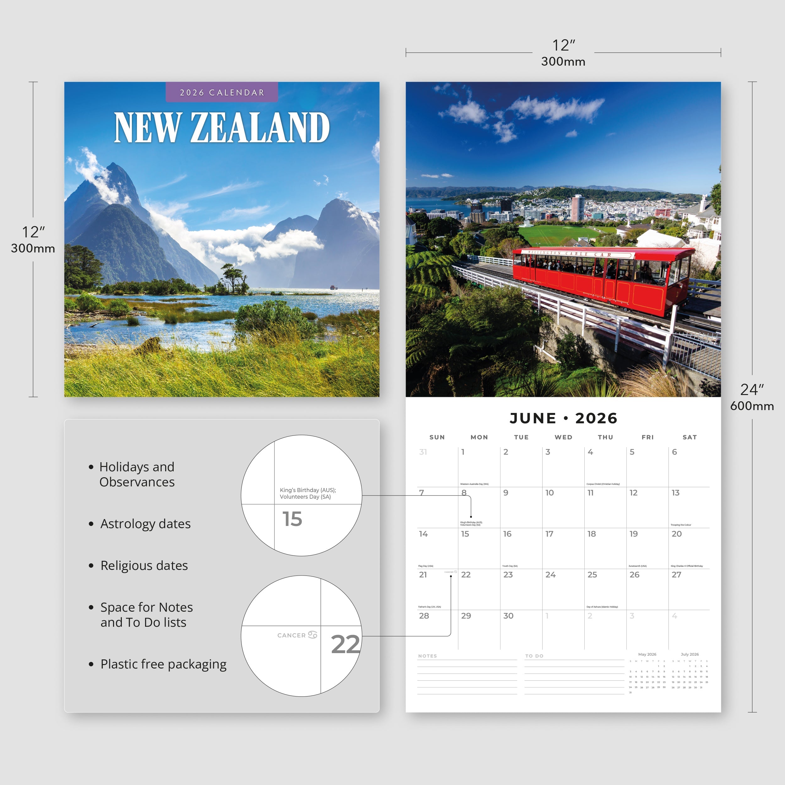 2026 New Zealand - Square Wall Calendar