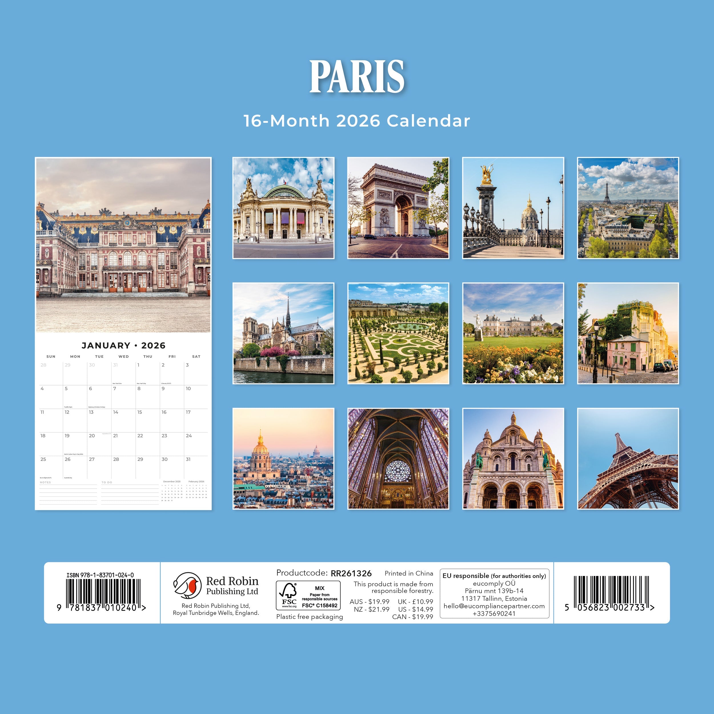 2026 Paris - Square Wall Calendar