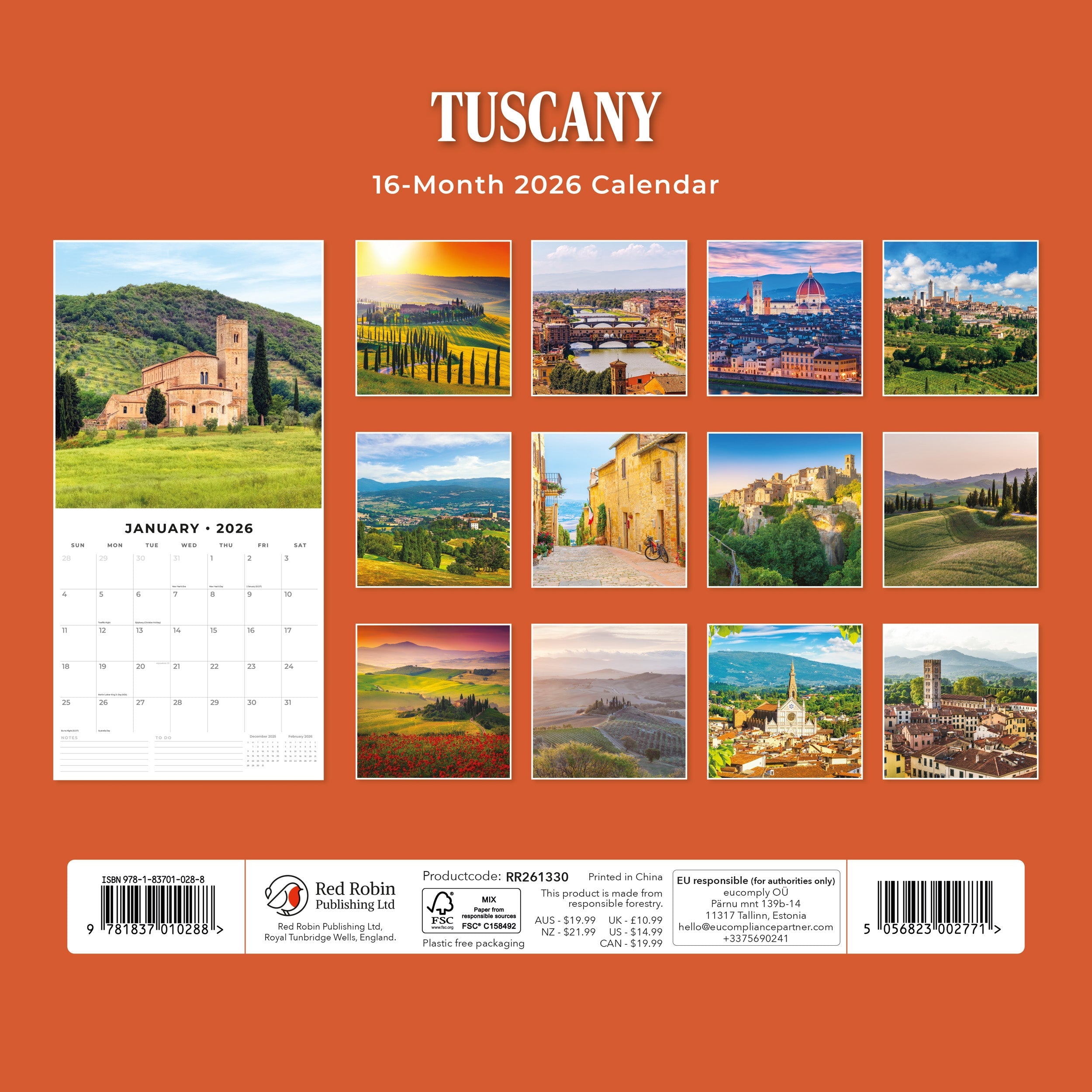 2026 Tuscany - Square Wall Calendar