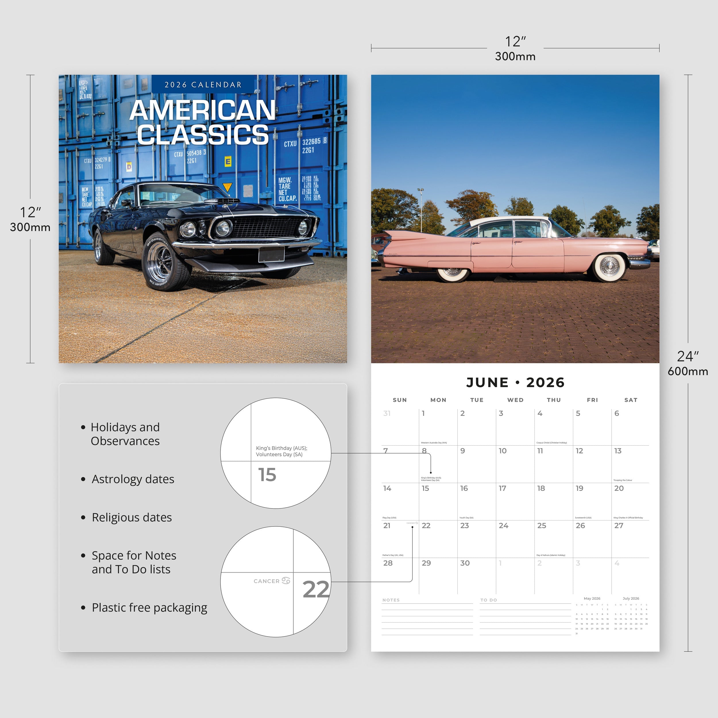 2026 American Classics - Square Wall Calendar