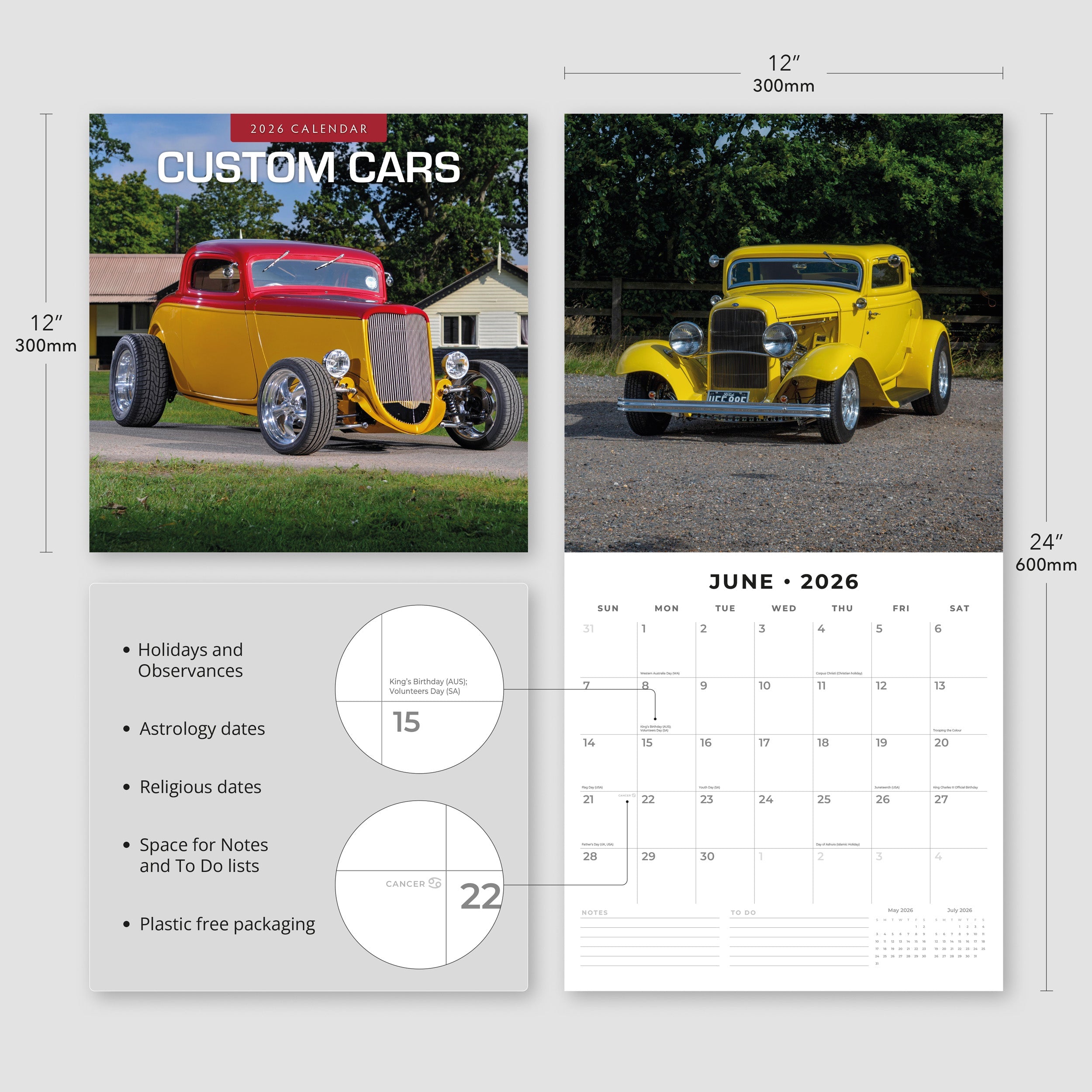 2026 Custom Cars - Square Wall Calendar