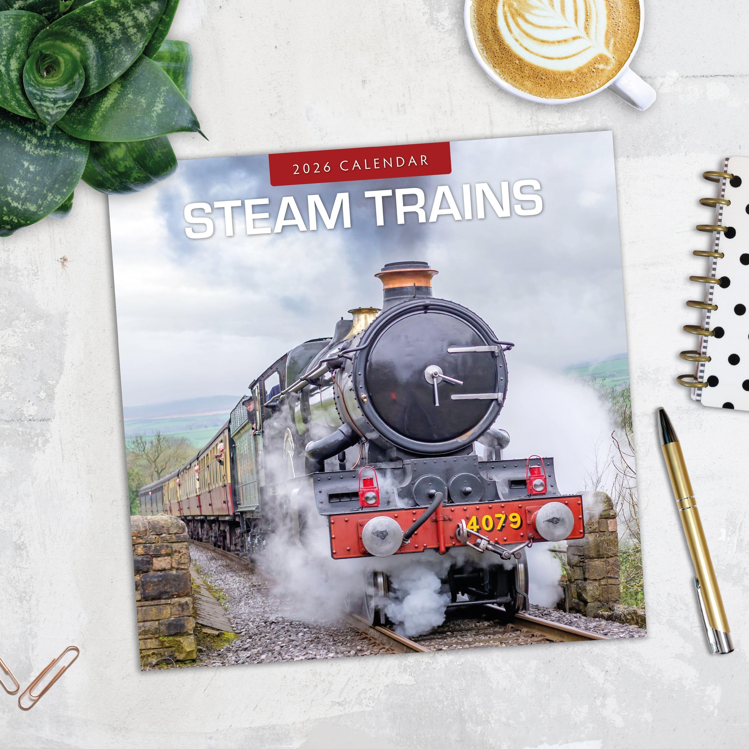 2026 Steam Trains - Square Wall Calendar