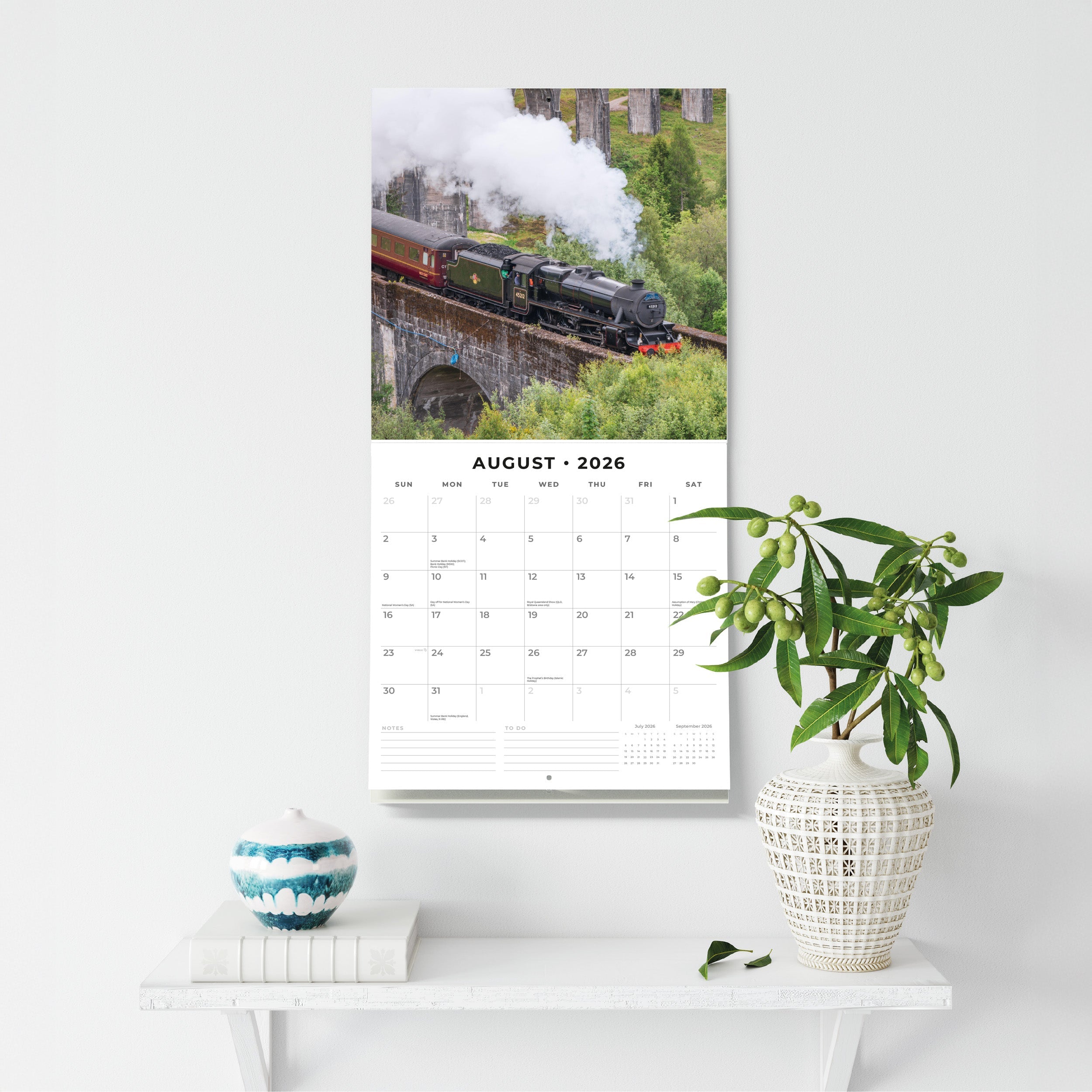 2026 Steam Trains - Square Wall Calendar