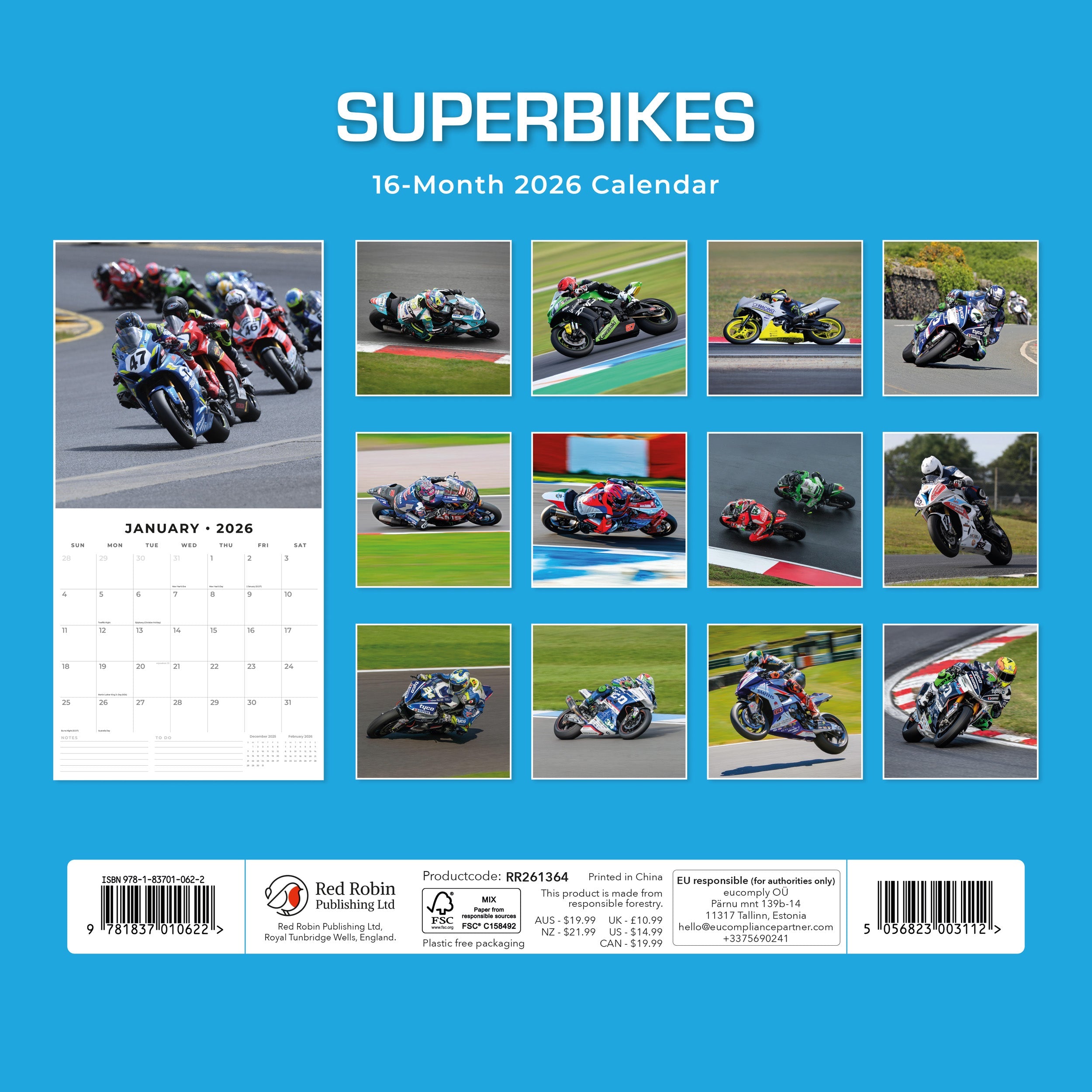 2026 Superbikes - Square Wall Calendar