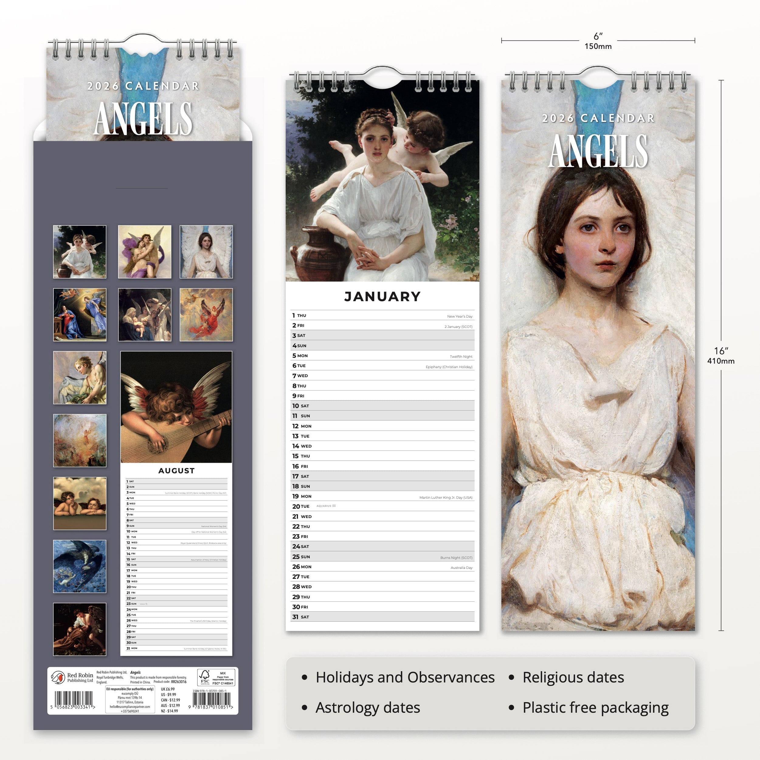 2026 Angels - Slim Wall Calendar