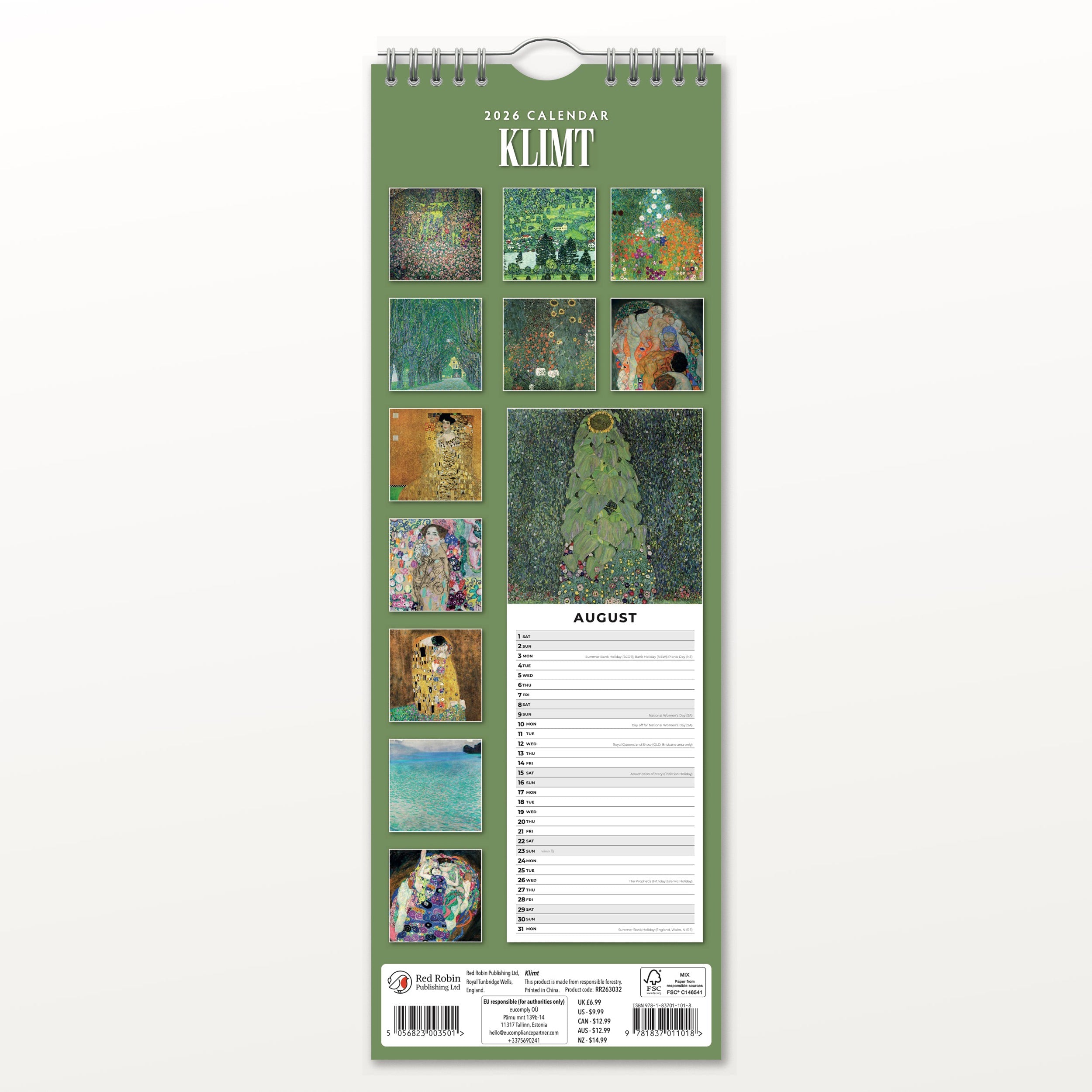 2026 Klimt - Slim Wall Calendar