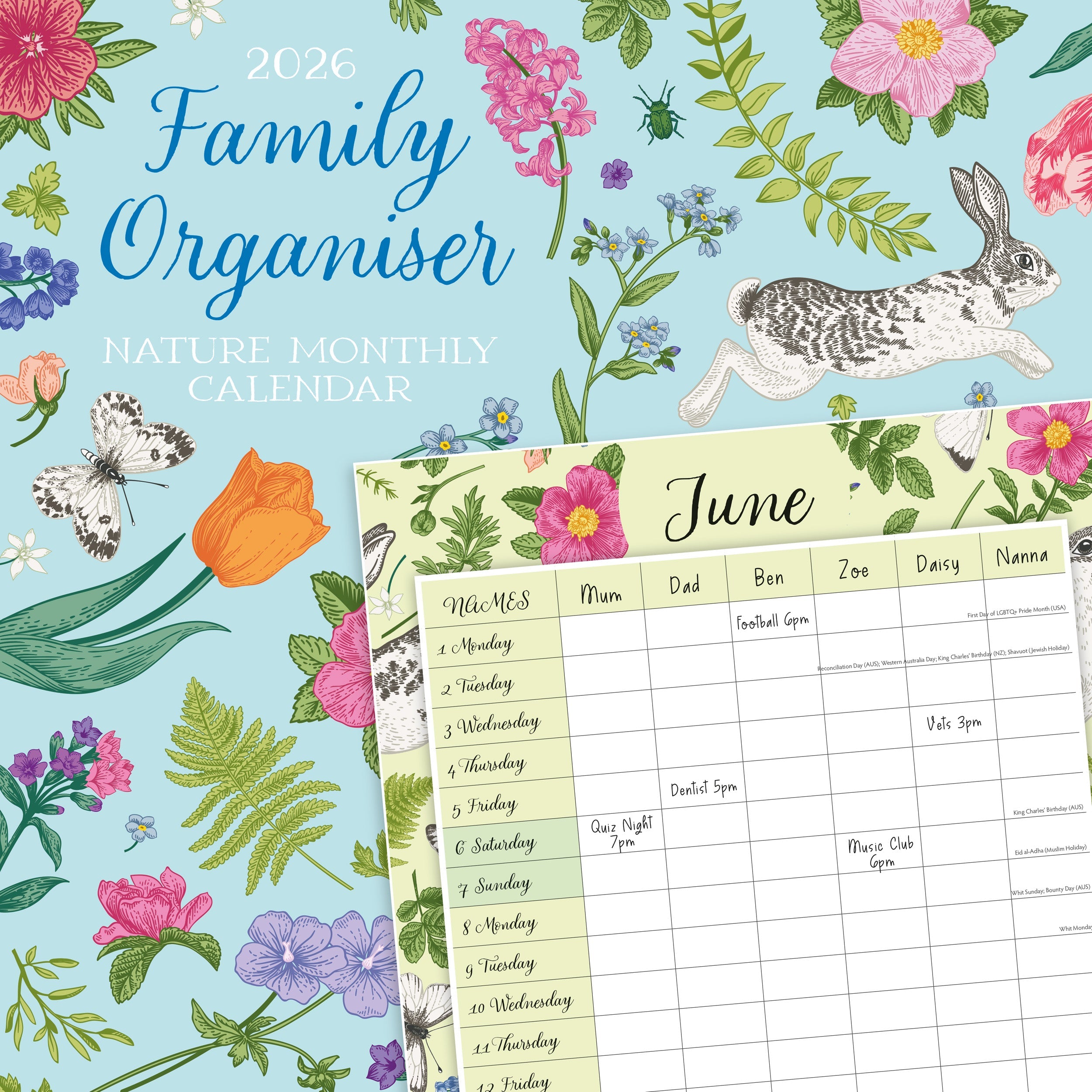 2026 Family Organiser - Nature - Square Wall Calendar