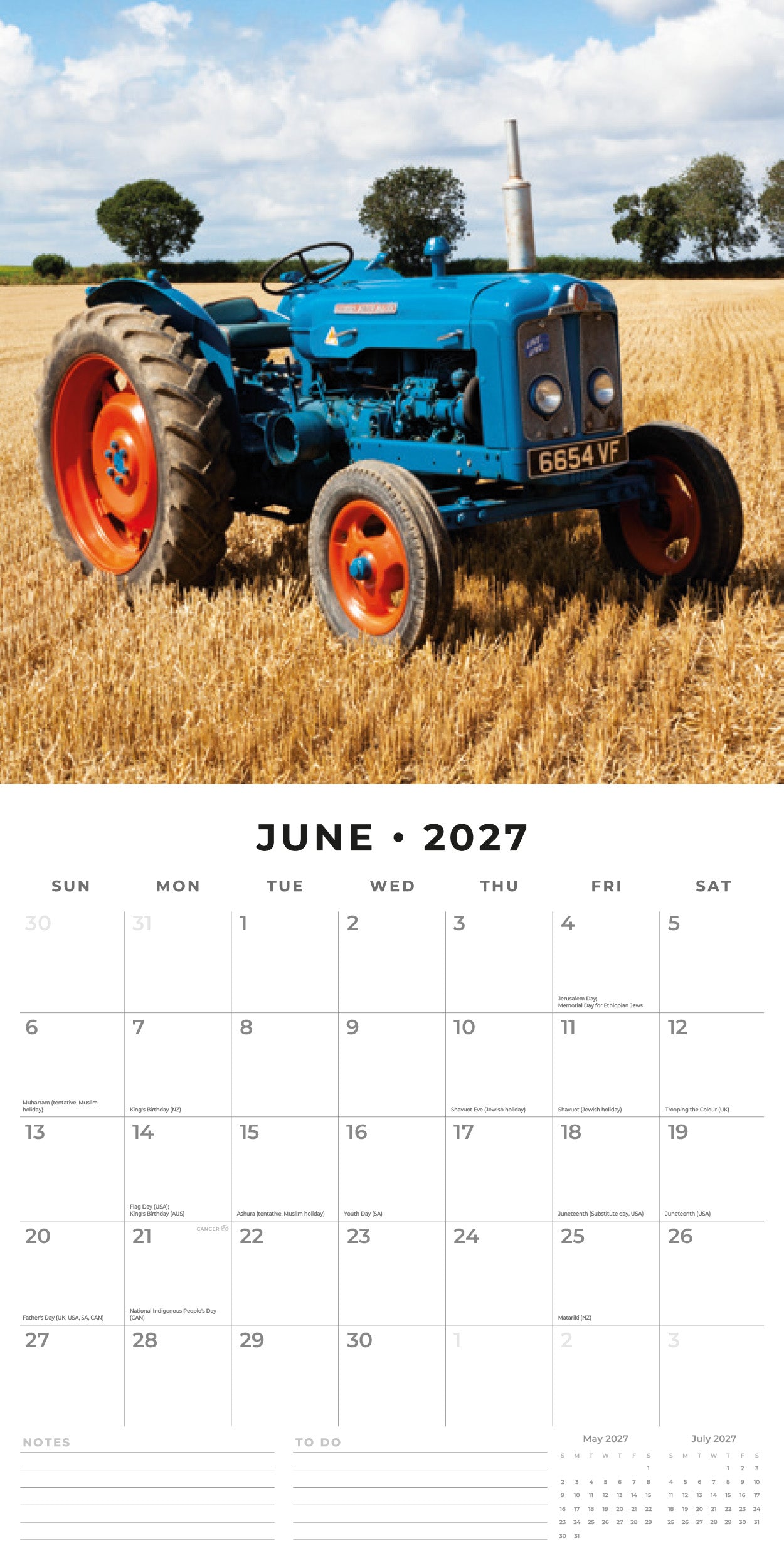 2027 Tractors - Square Wall Calendar