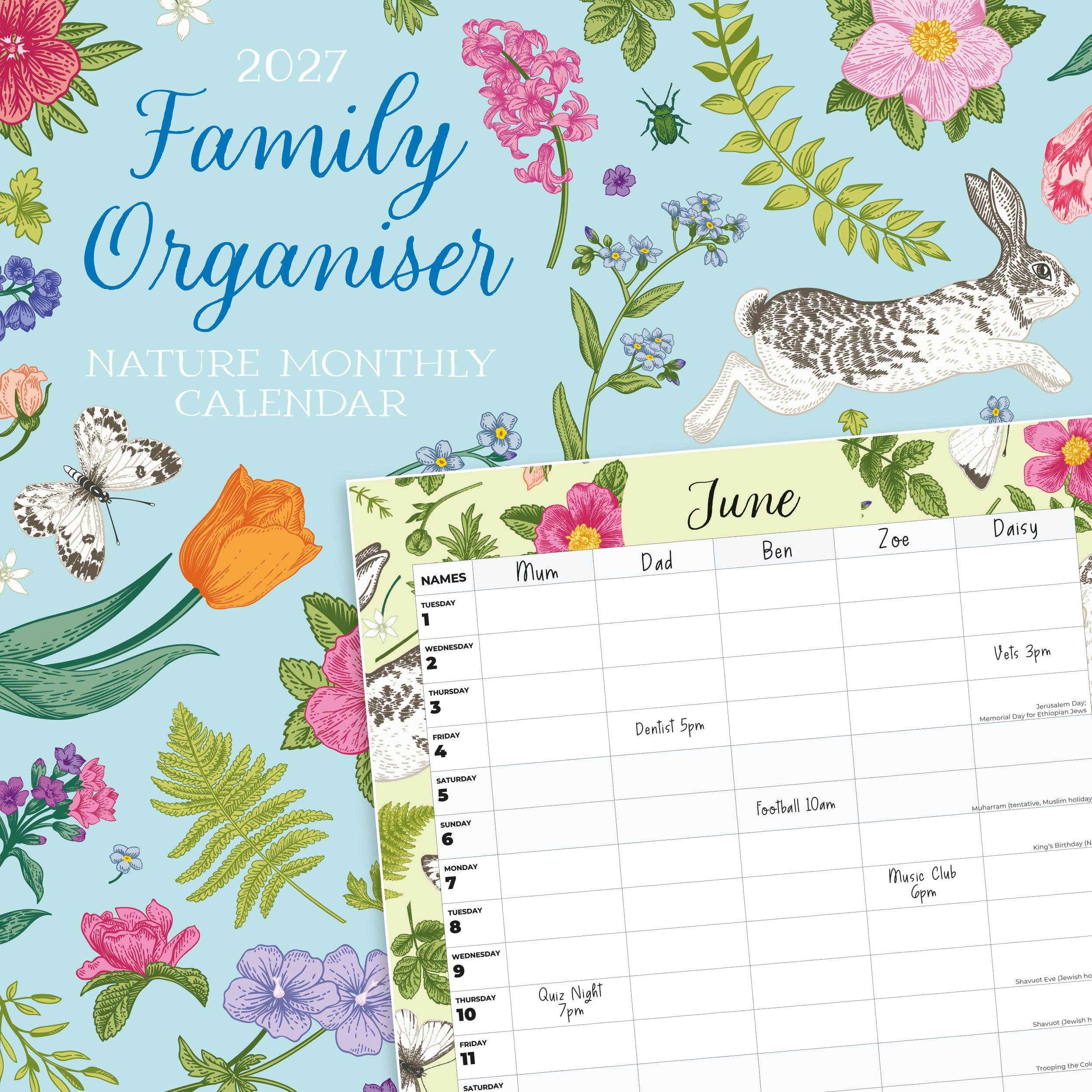 2027 Family Organiser - Nature - Square Wall Calendar