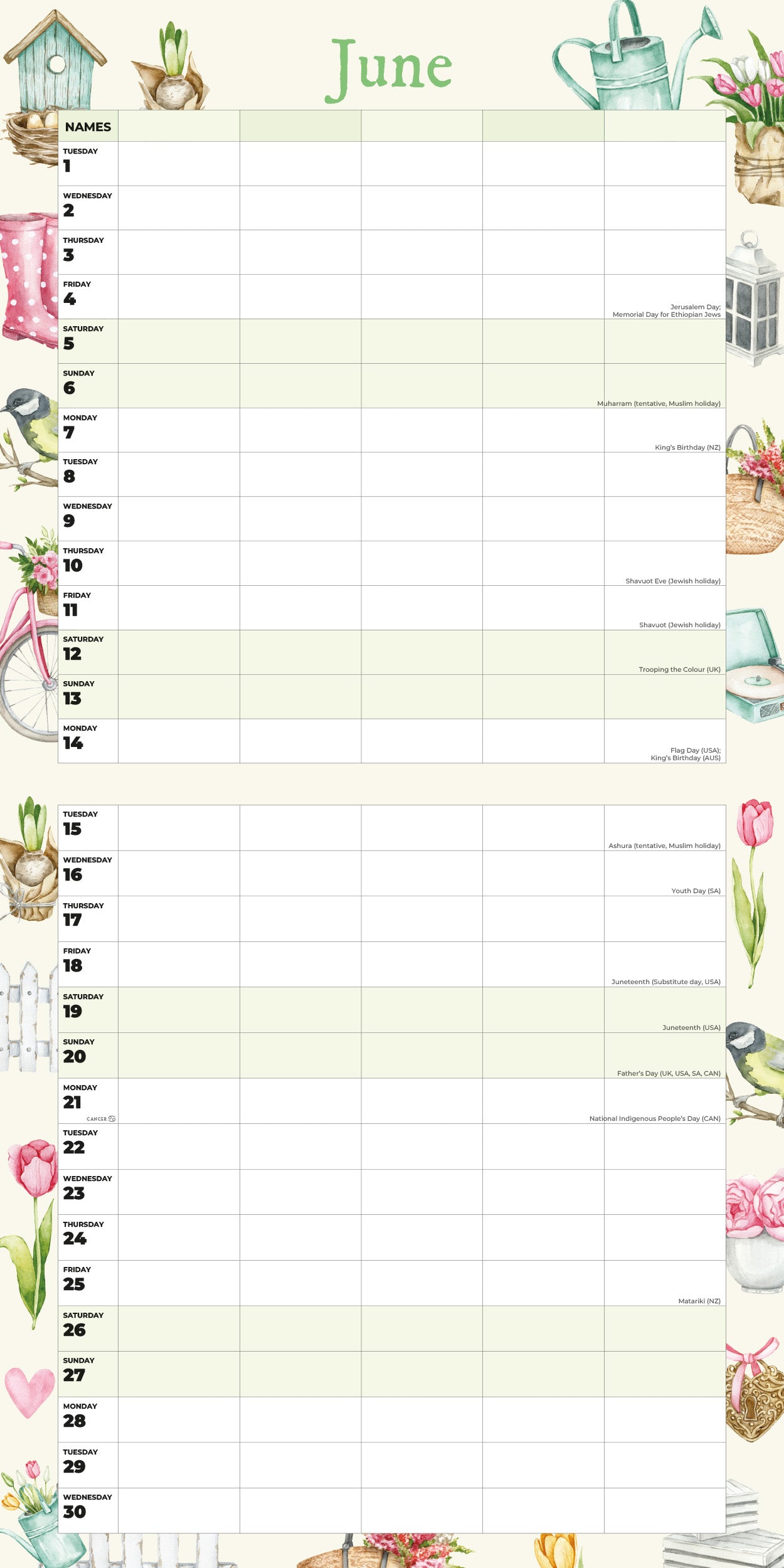 2027 Garden Life Family Organiser - Square Wall Calendar