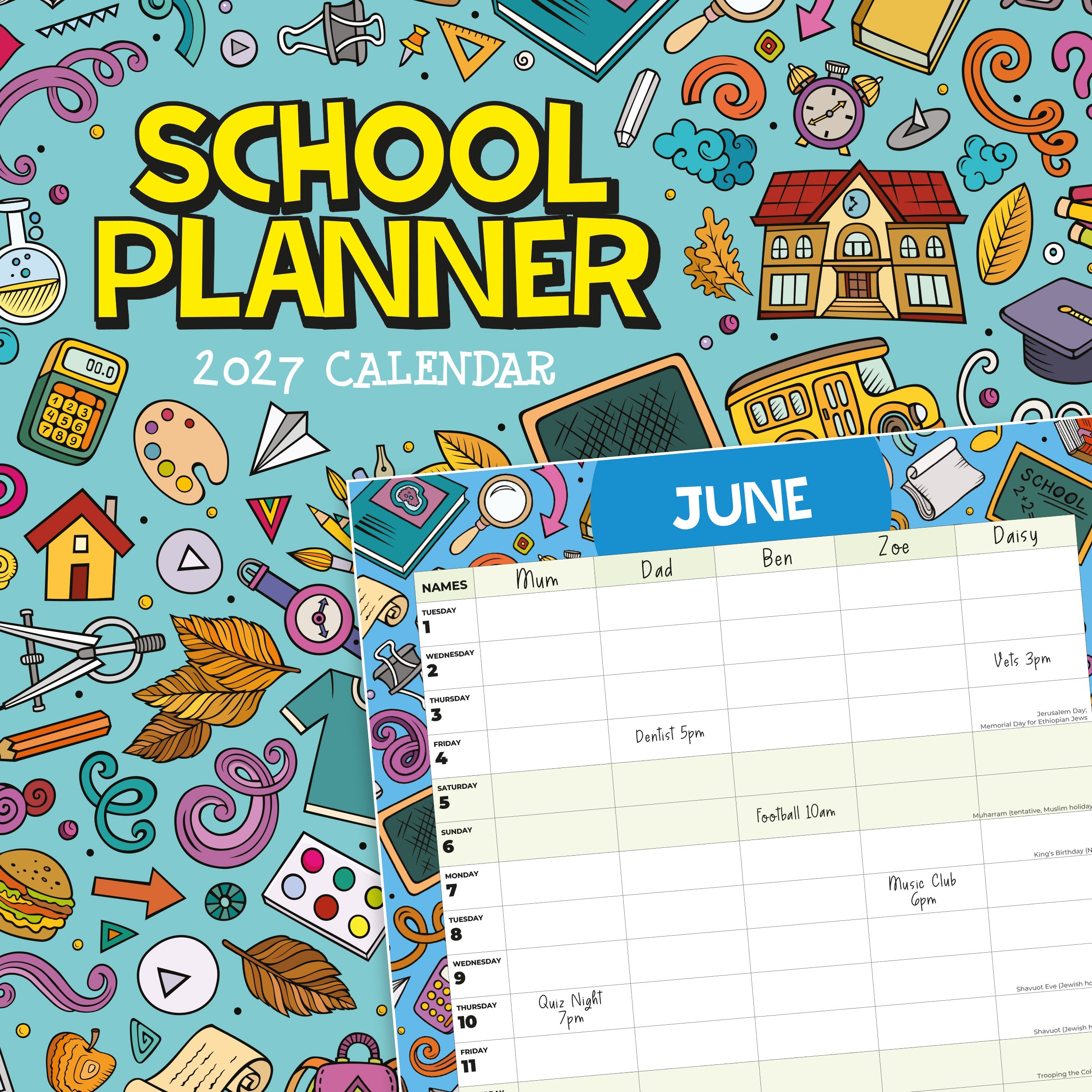 2027 School Planner - Square Wall Calendar
