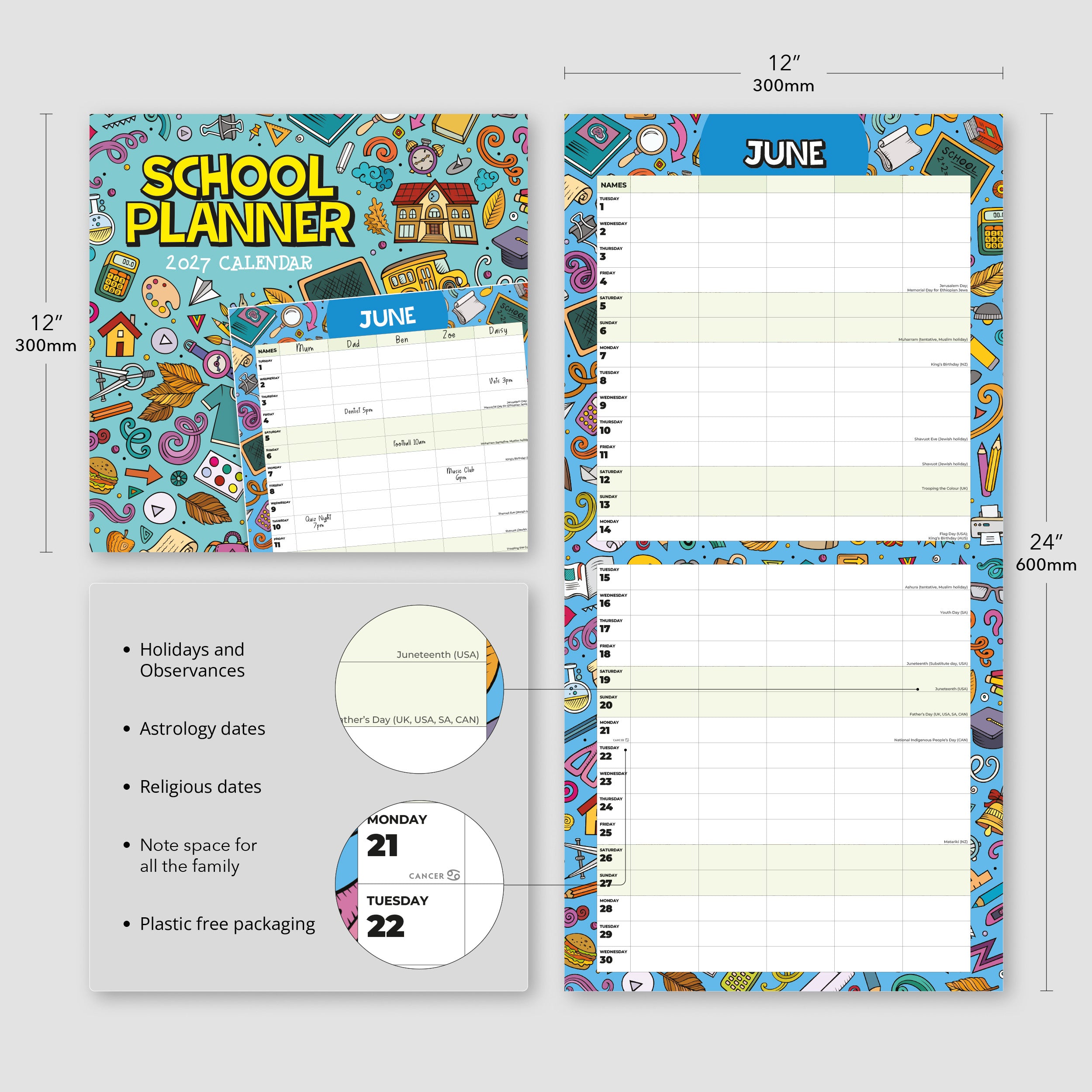 2027 School Planner - Square Wall Calendar
