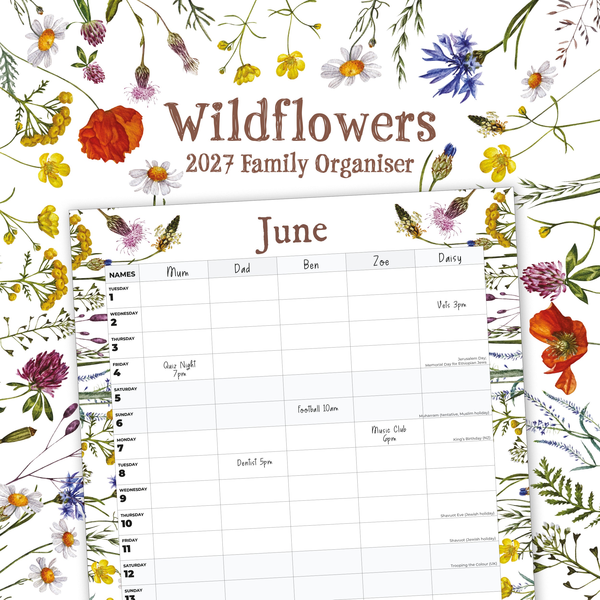 2027 Wildflowers (Family Planner) - Square Wall Calendar