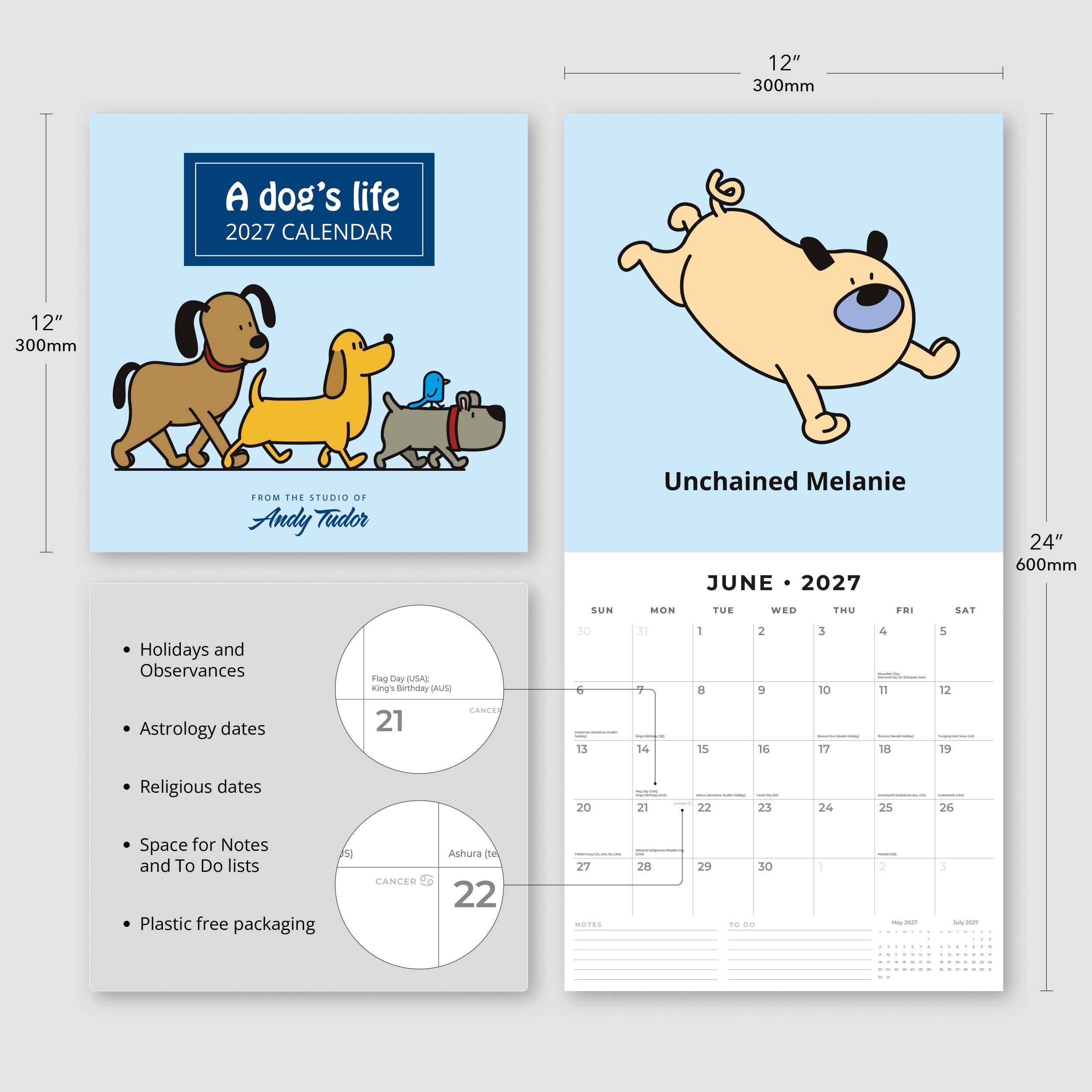 2027 Andy Tudor A Dog's View - Square Wall Calendar