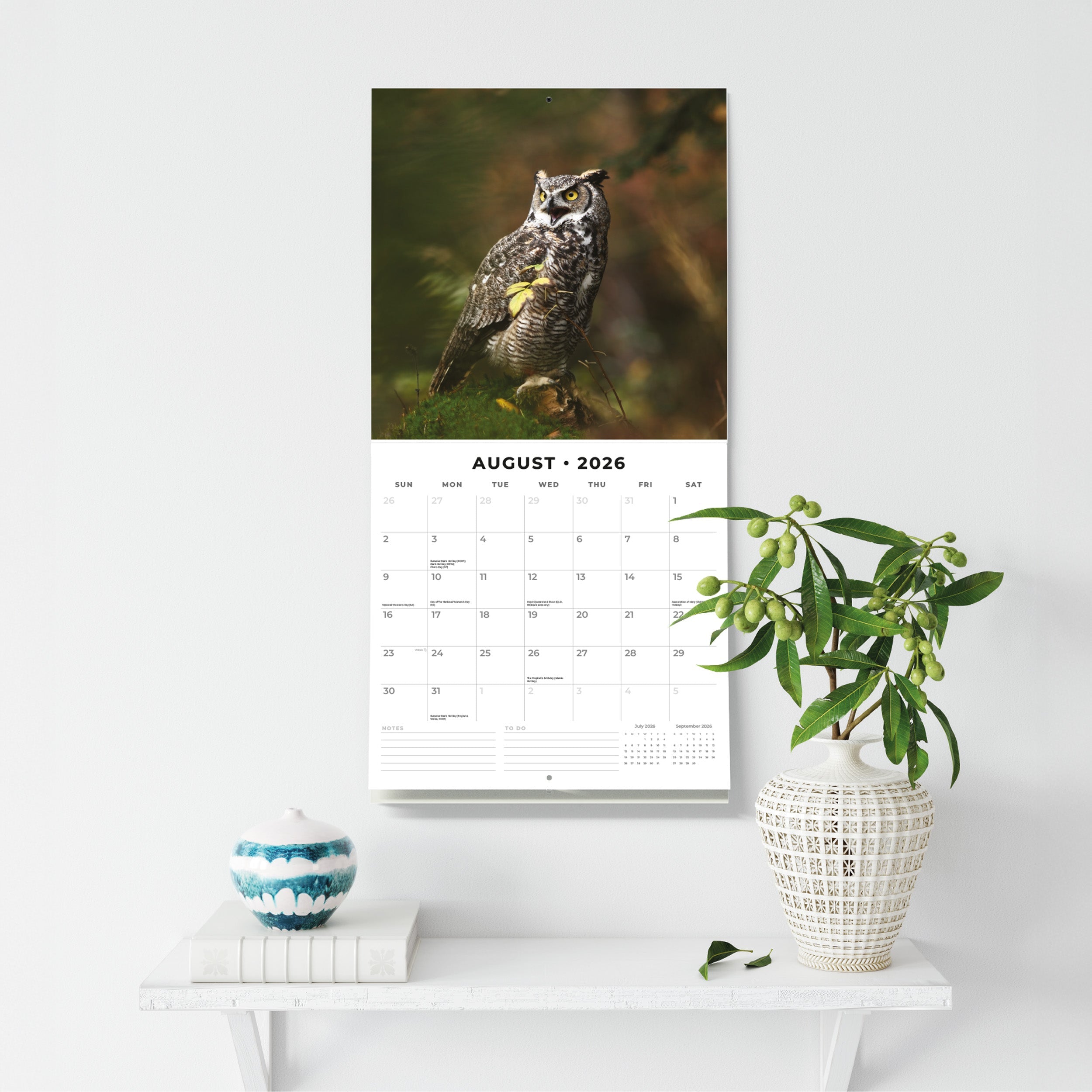 2026 Owls - Square Wall Calendar