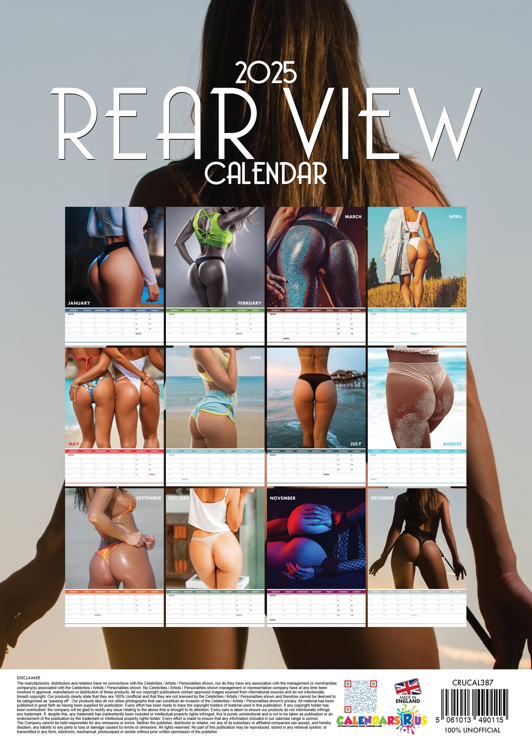 2025 Rear View - A3 Wall Calendar