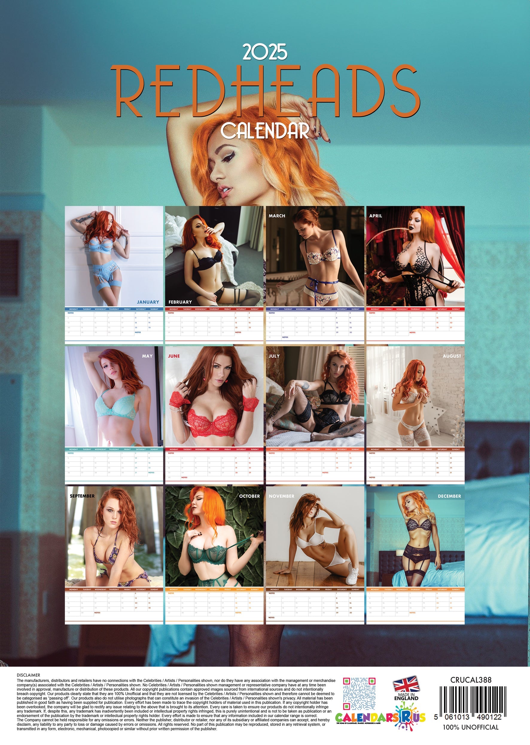 2025 Redheads - A3 Wall Calendar