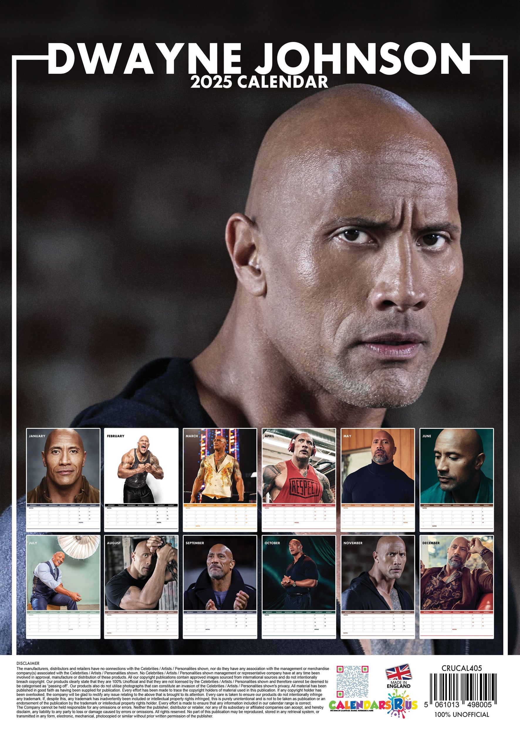 2025 Dwayne Johnson - A3 Wall Calendar