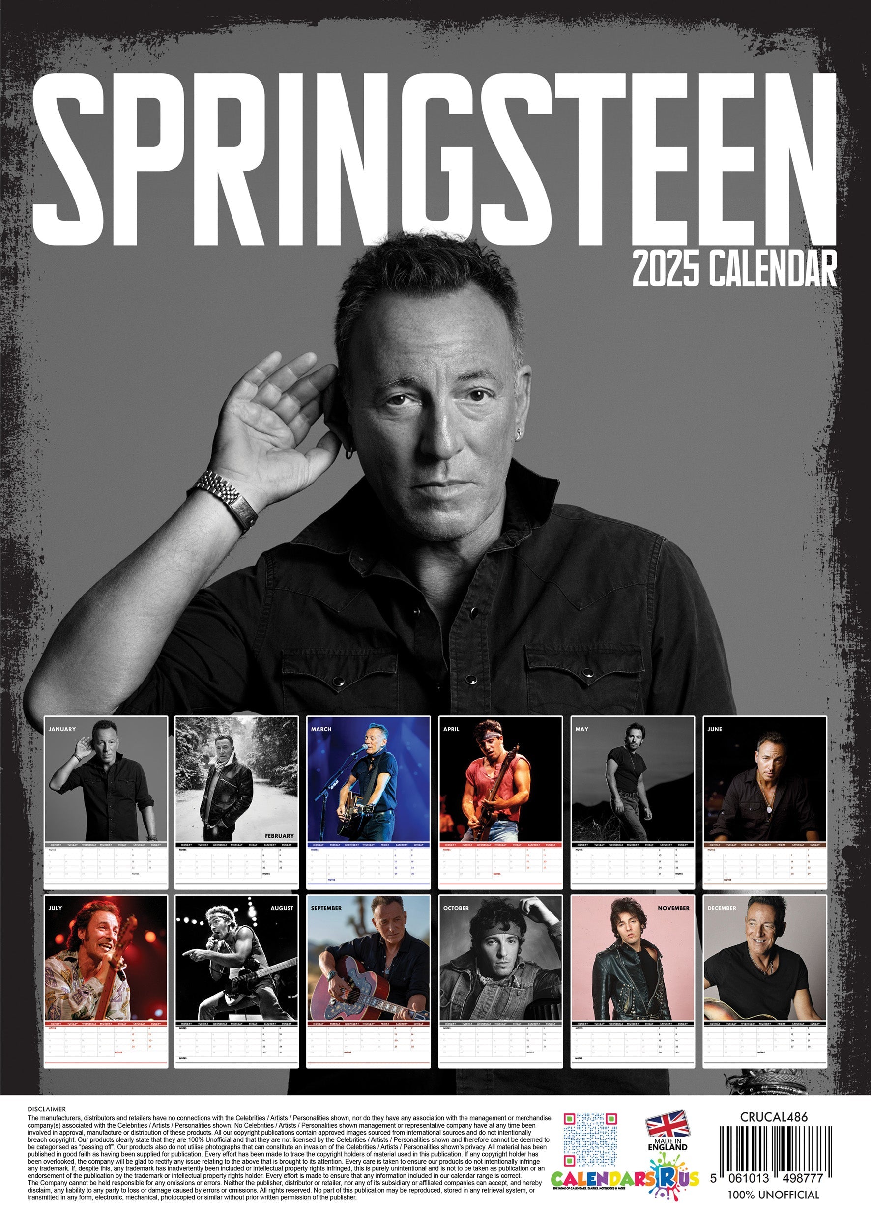 2025 Bruce Springsteen - A3 Wall Calendar