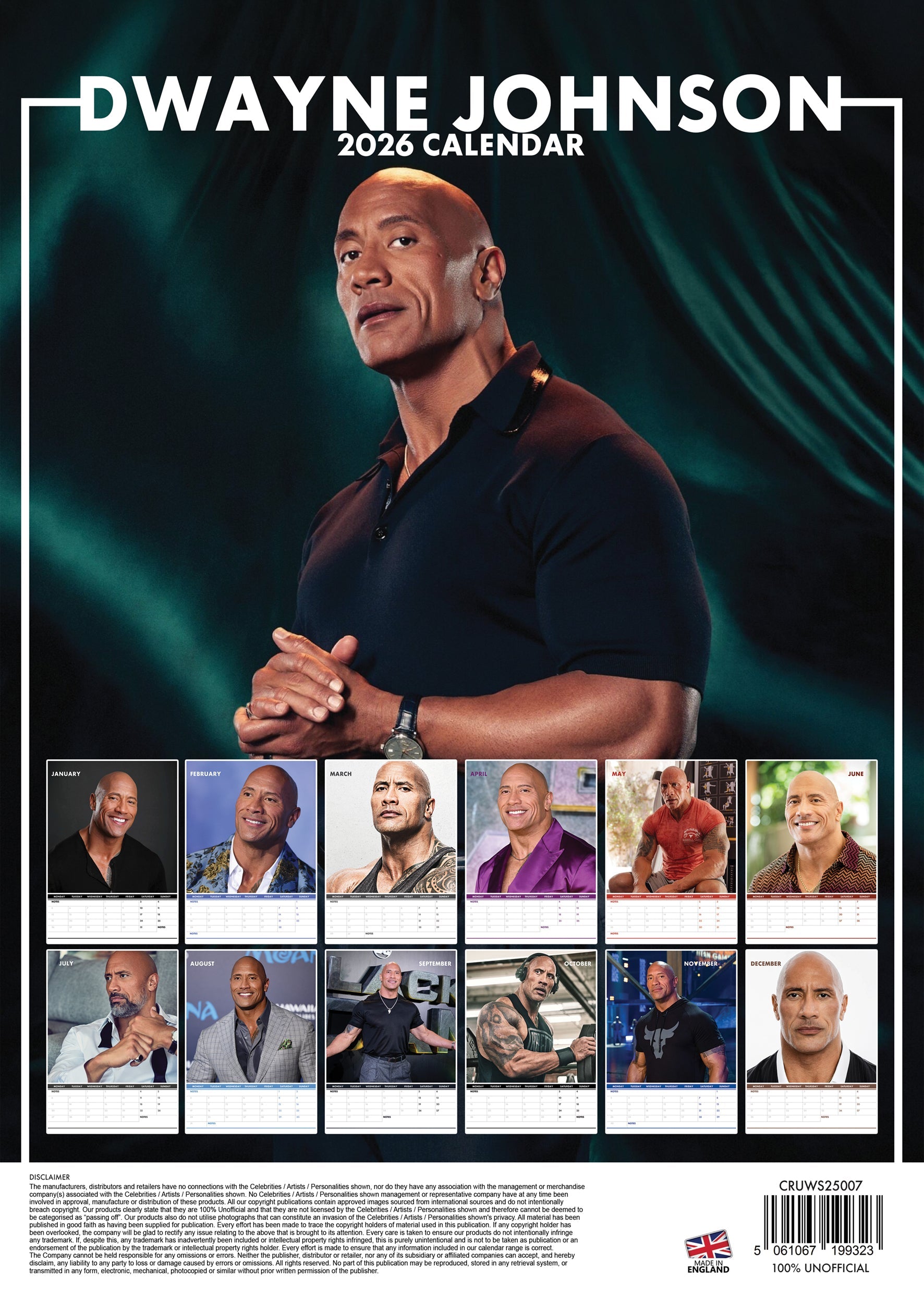2026 Dwayne Johnson - A3 Wall Calendar