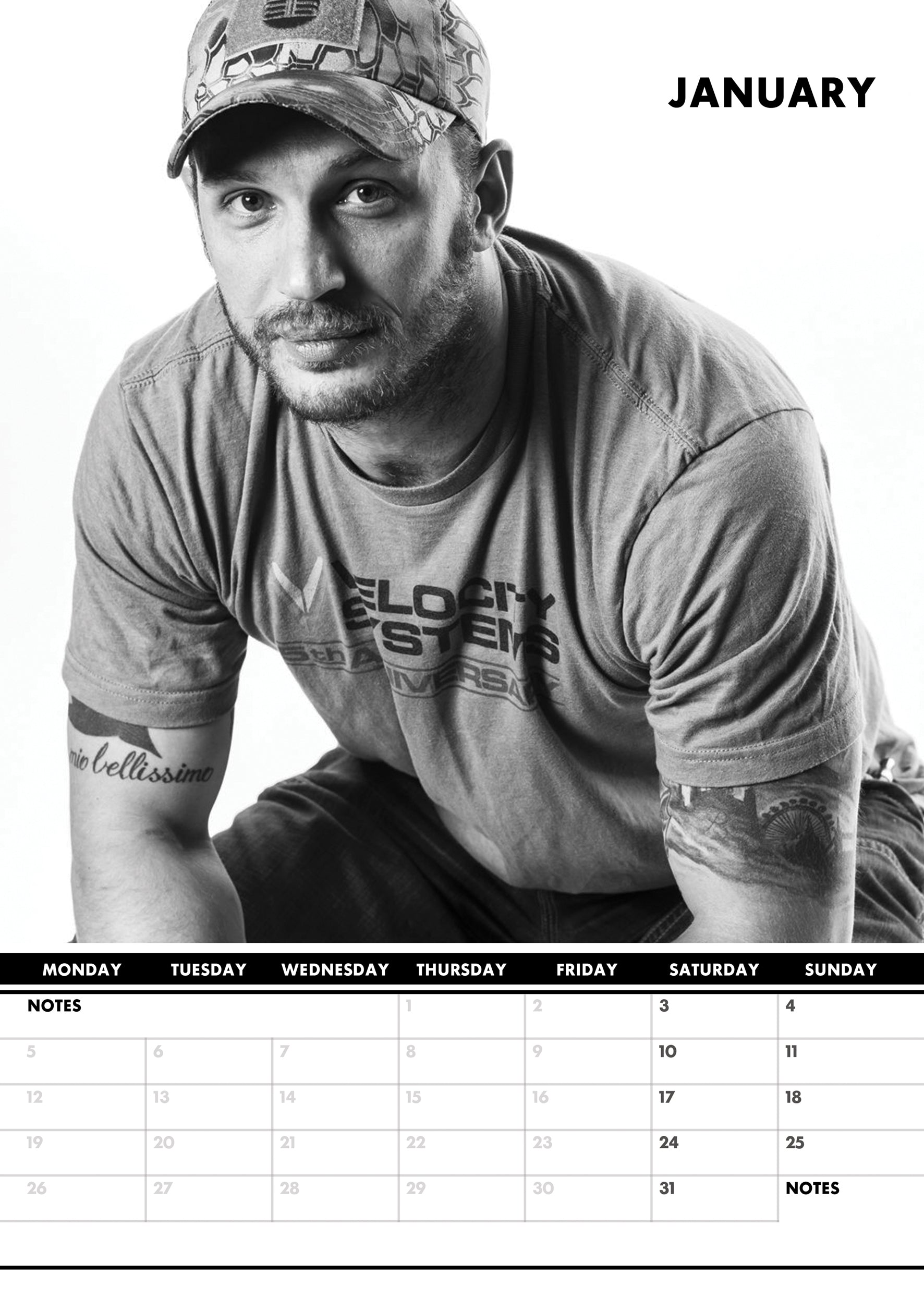 2026 Tom Hardy - A3 Wall Calendar